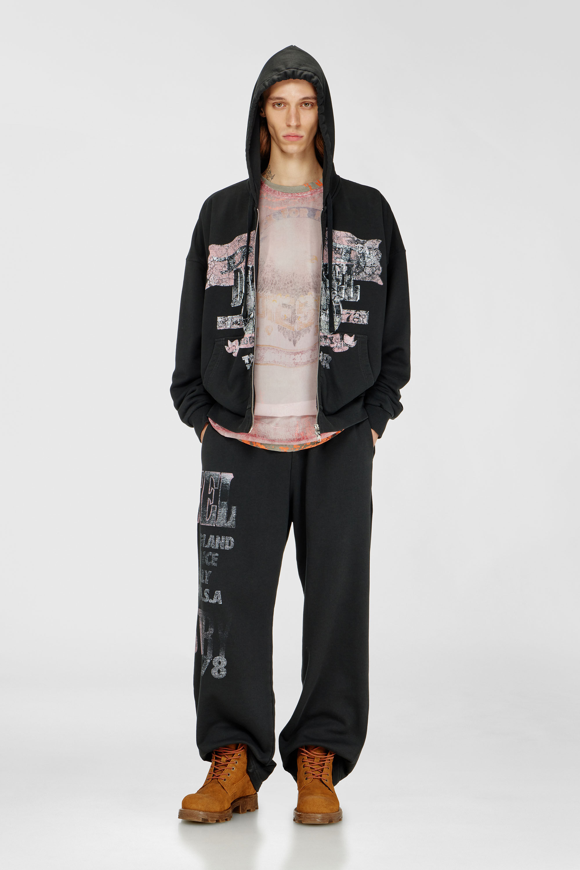 Diesel - S-WILL-ZIP, Man's Zip-up hoodie with concert graphics in null - 1