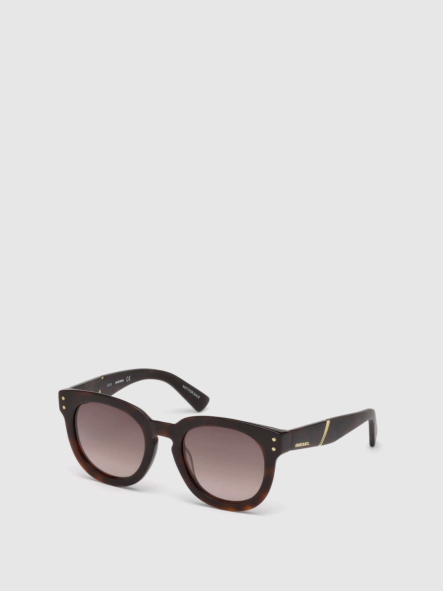 Diesel - DL0230, Woman's Round lenseses eyewear with slanted detail in Brown/Black - 4