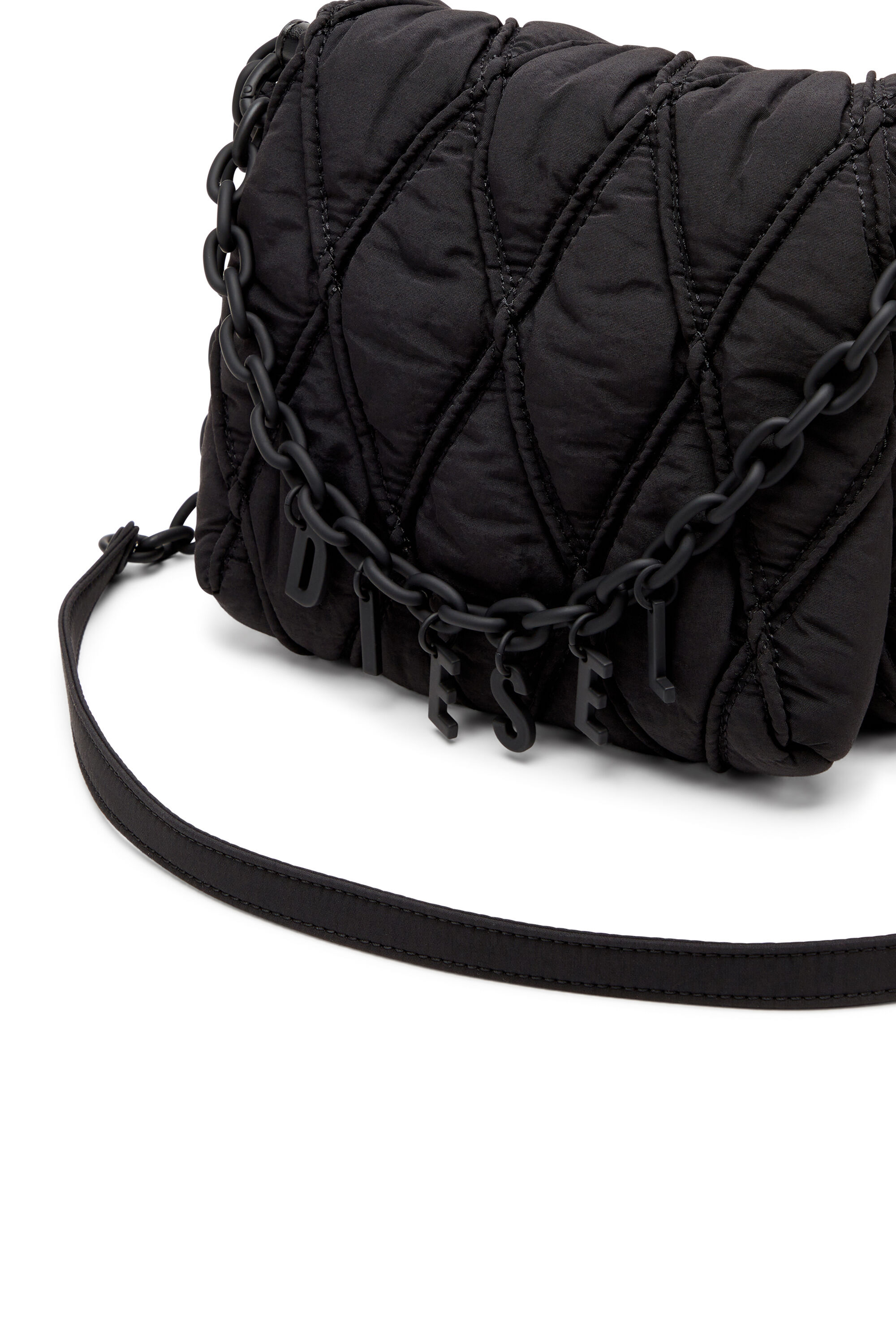 【関税込み】DIESEL Charm-D Shoulder S Women's Charm-D Shoulder M bag in quilted Denim | Black | Diesel