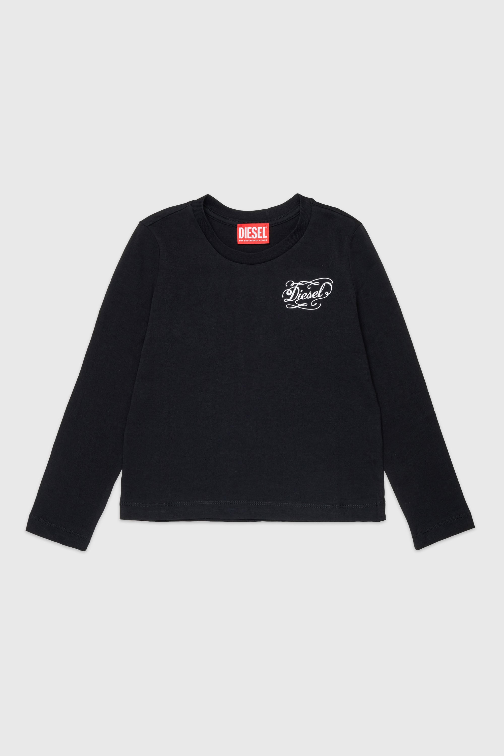 Diesel - TORSY, Woman's Long-sleeve T-shirt with whimsical logo print in Black - 1