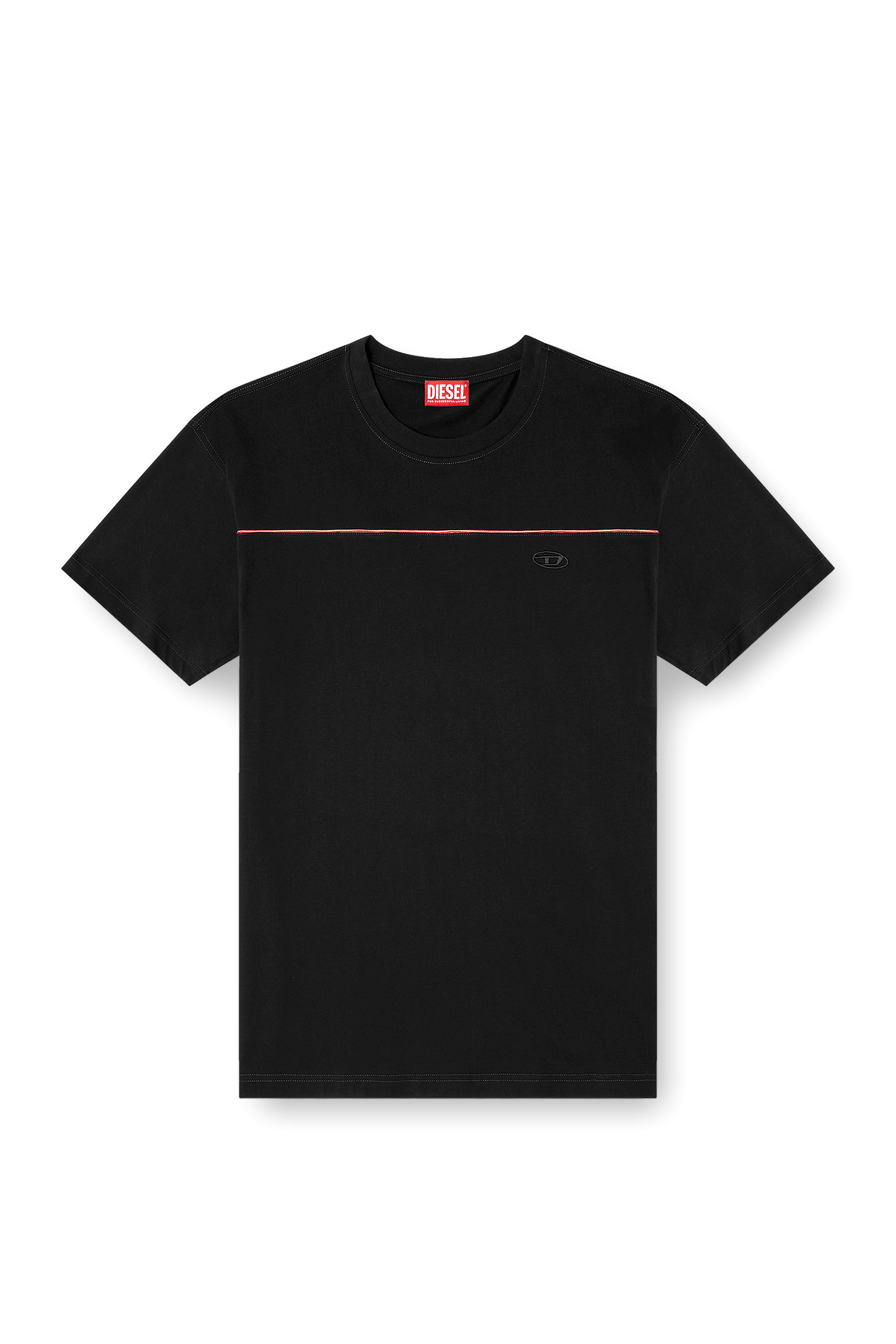 Diesel - T-NORM-PIPING, Man's T-shirt with contrast piping in Black - 2