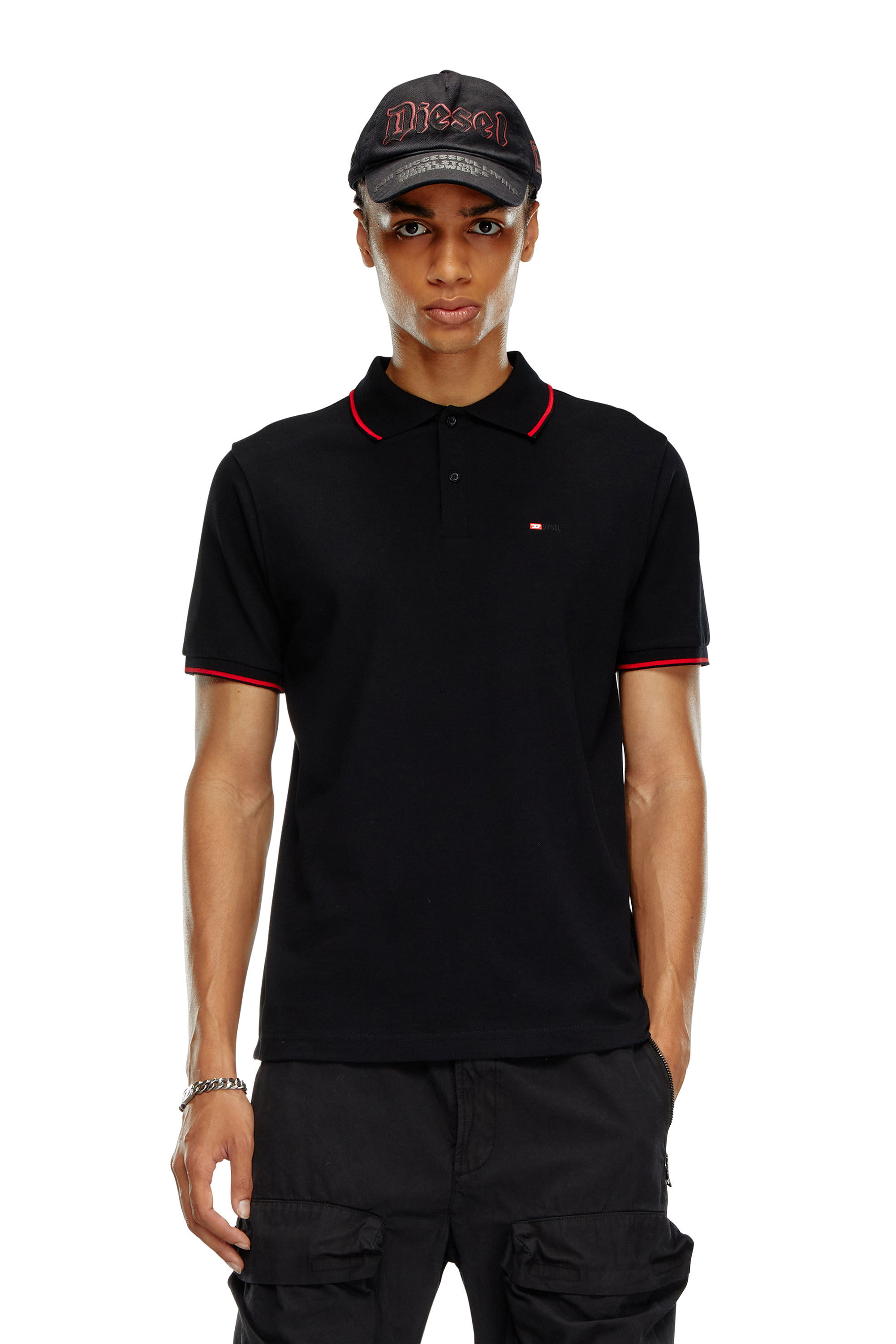 Diesel - T-FERRY-MICRODIV, Man's Polo shirt with micro Diesel embroidery in Black - 3