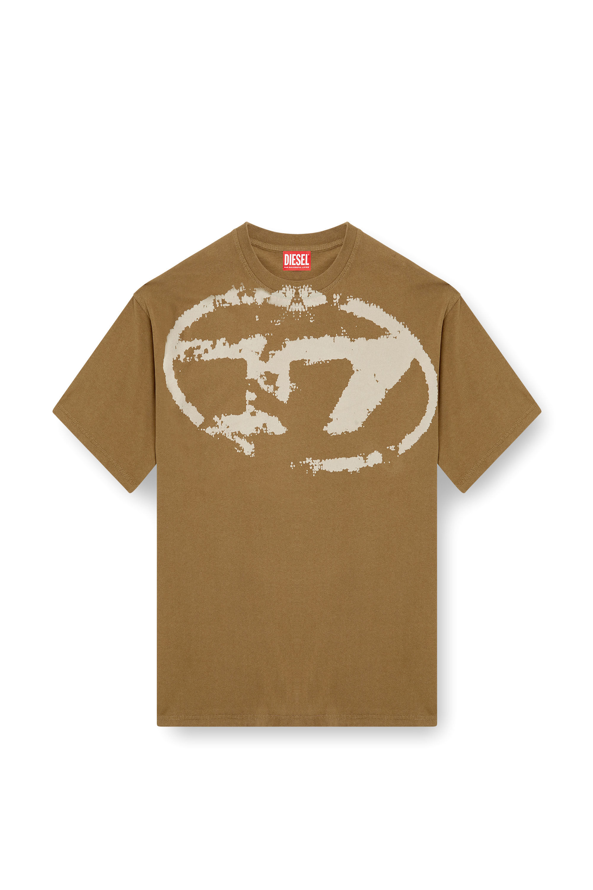 Diesel - T-BOXT-N14, Man's T-shirt with distressed flocked logo in Brown - 2