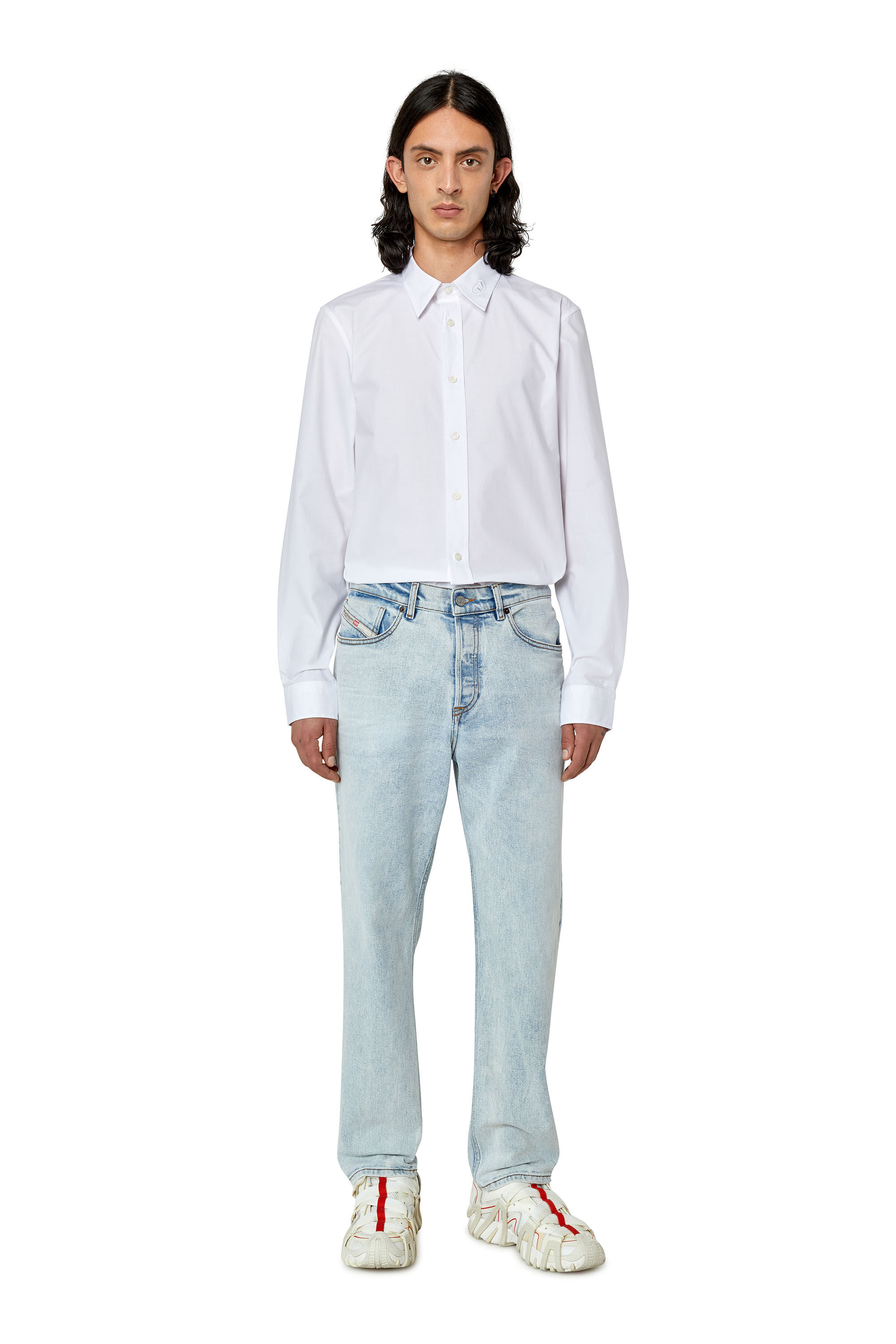 Diesel - S-BEN-CL-A, Man's Cotton shirt with tonal logo embroidery in White - 1