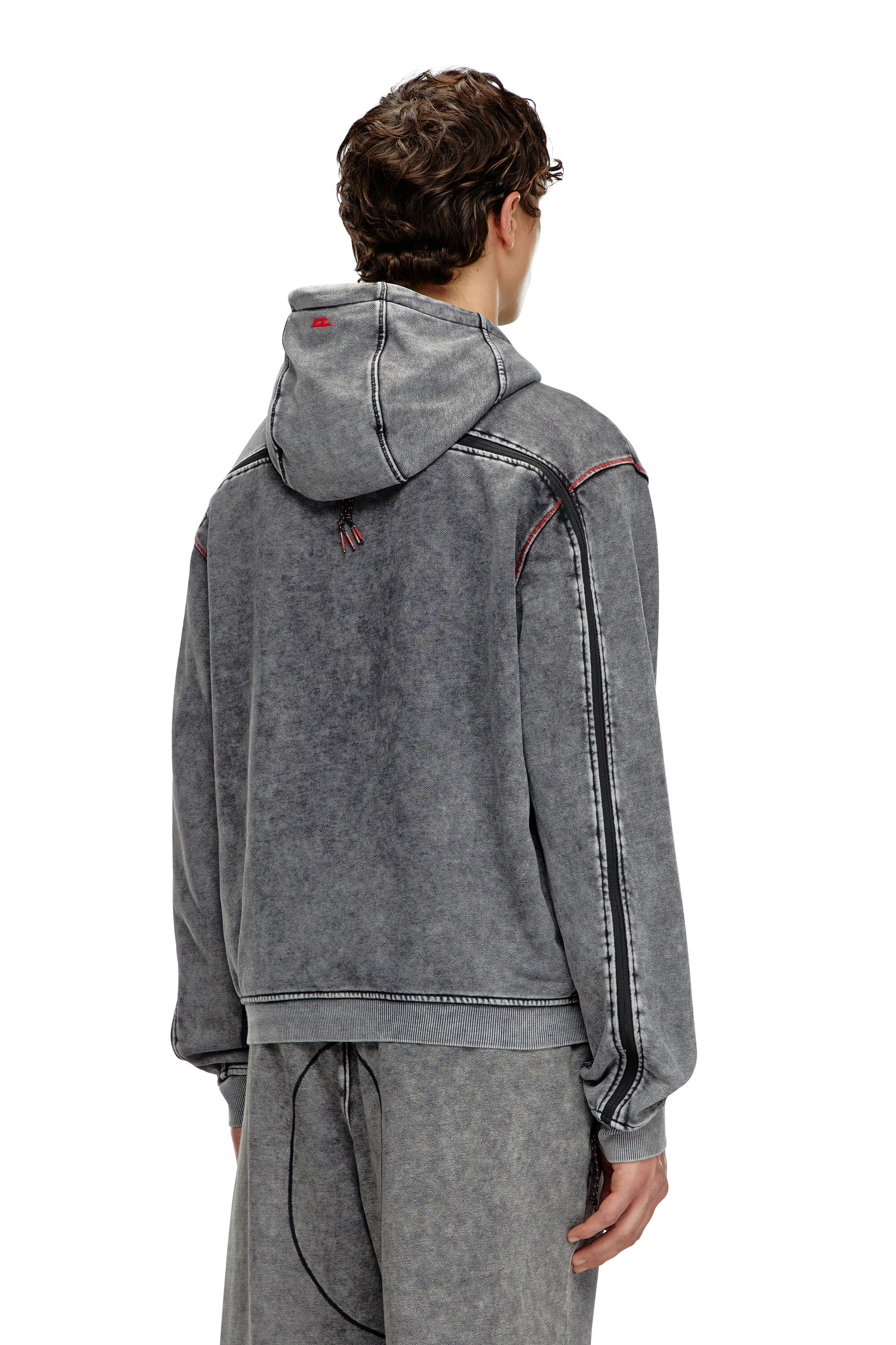 Diesel - AMST-TRANE-HT48, Man's Faded hoodie with zip back in Grey - 4