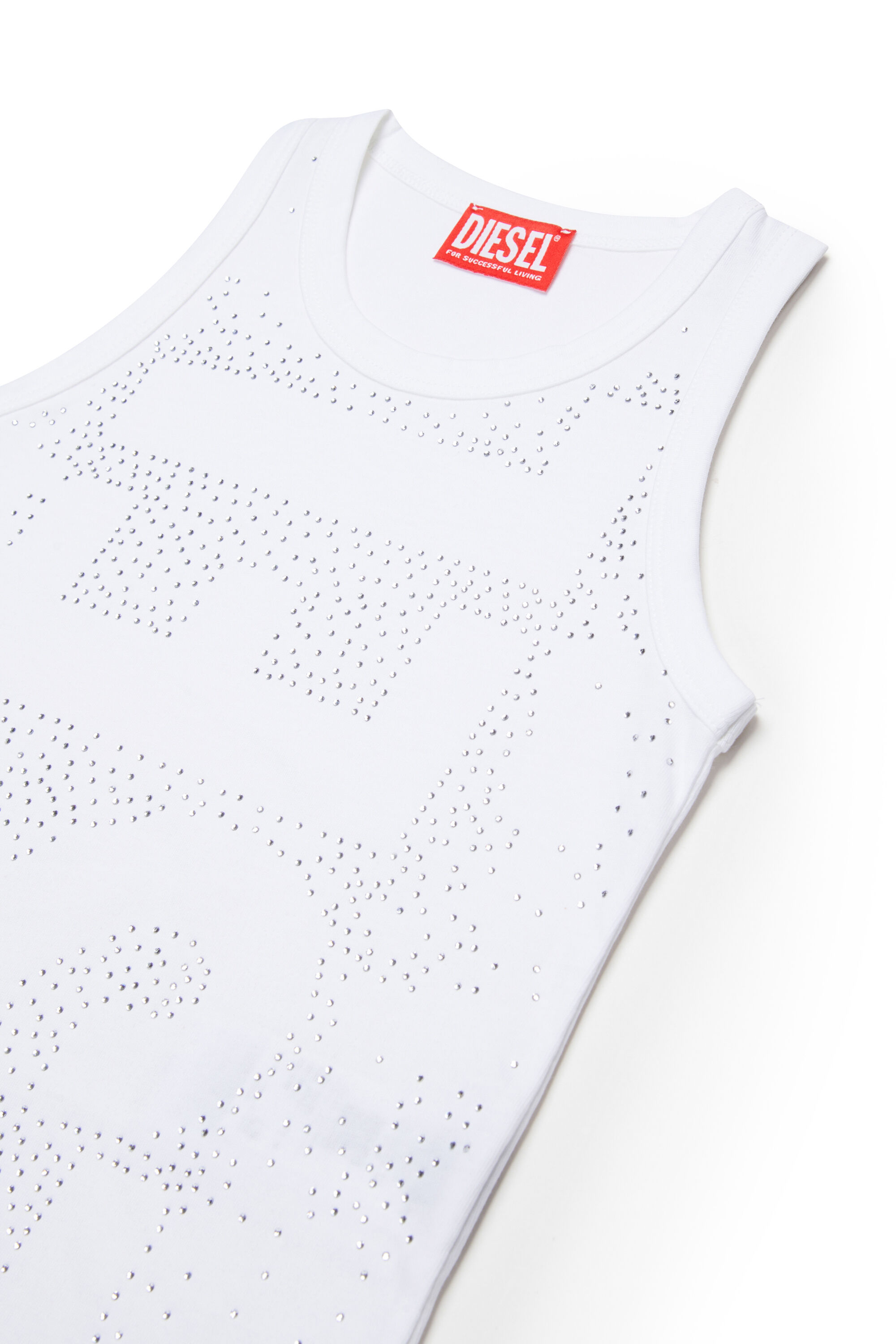 Diesel - TSTUDS, Woman's Tank top with studded logo in White - 3