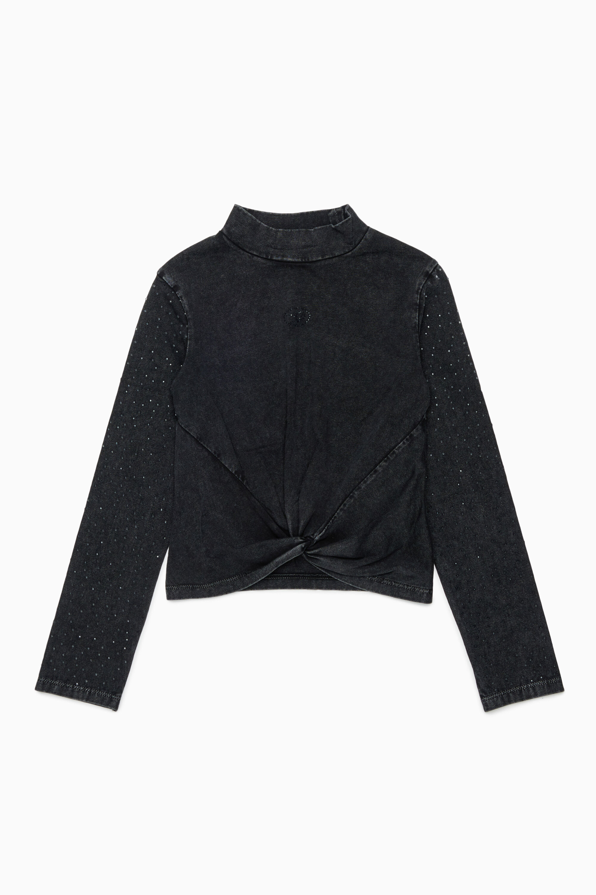 Diesel - TKNOT, Woman's Twist-hem top with rhinestones in Black - 1