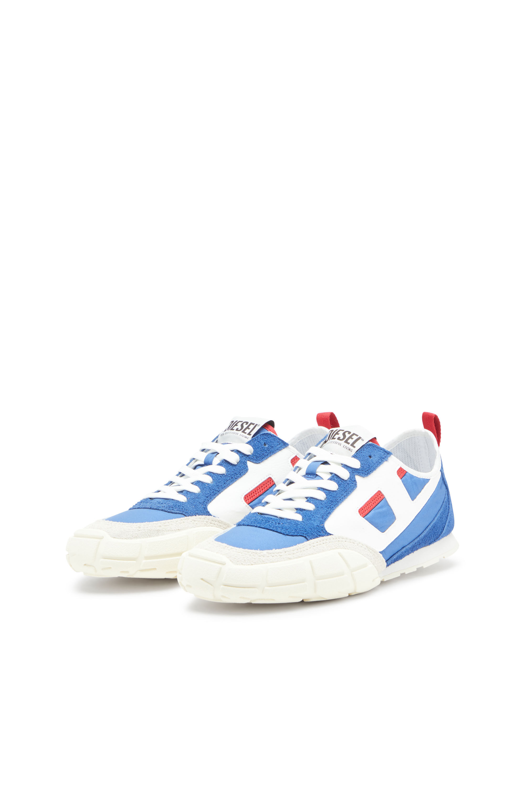 Diesel - S-PAGODHA LOW, Man's S-Pagodha-Sneakers in leather, suede and ripstop in Blue - 8