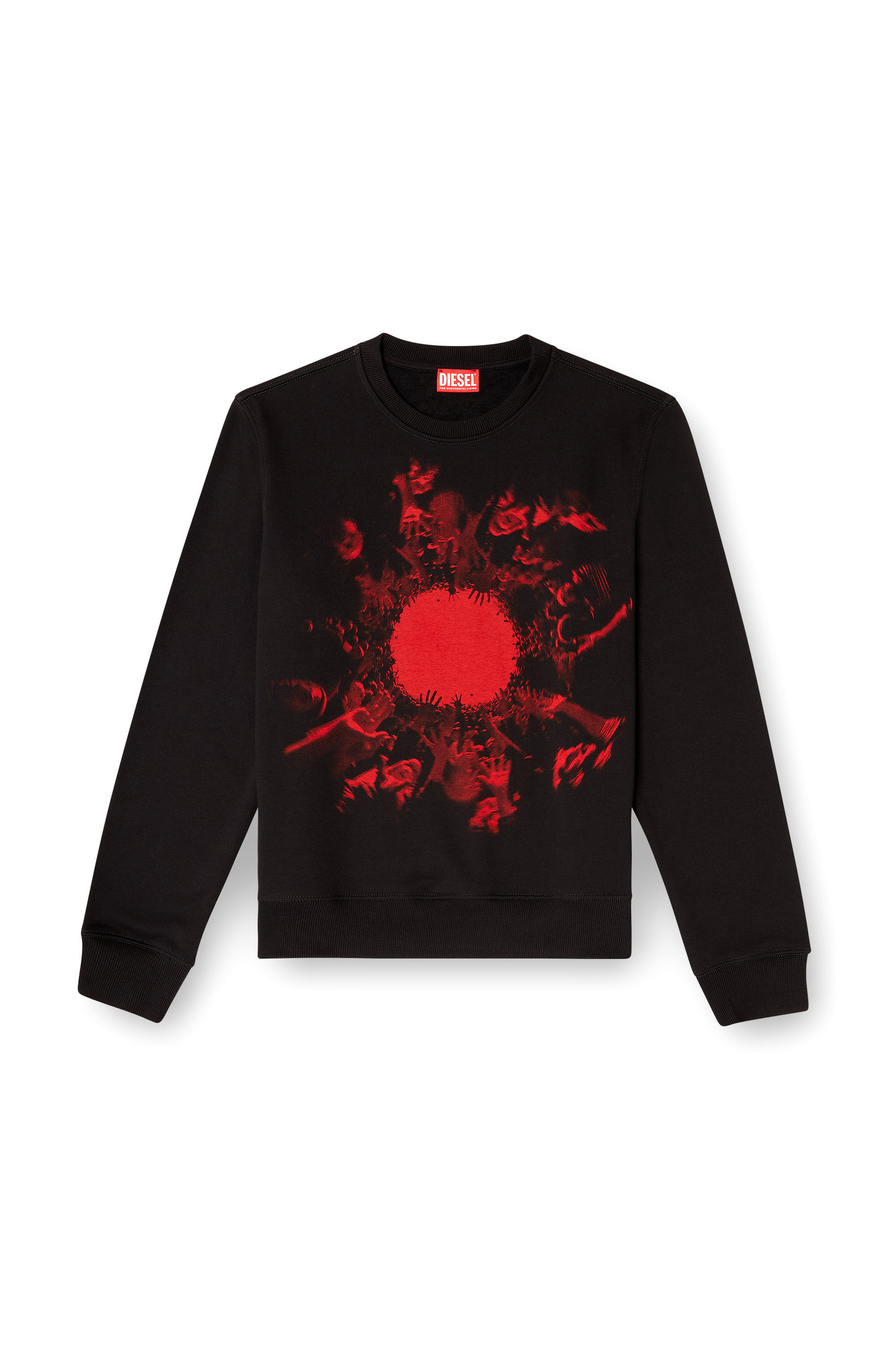 Diesel - S-GINN-T3, Man's Cotton sweatshirt with graphic print in Black - 2