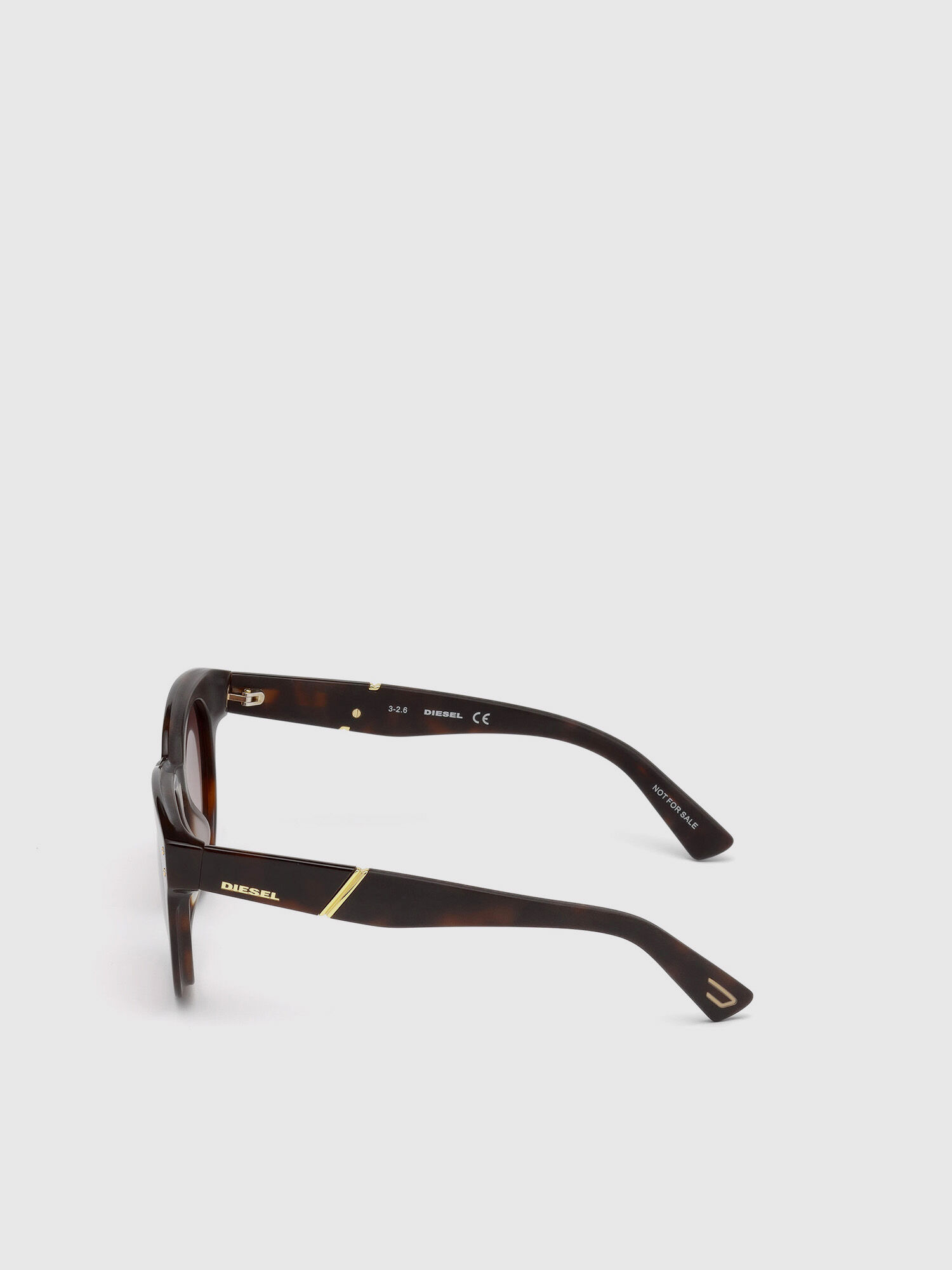 Diesel - DL0230, Woman's Round lenseses eyewear with slanted detail in Brown/Black - 3
