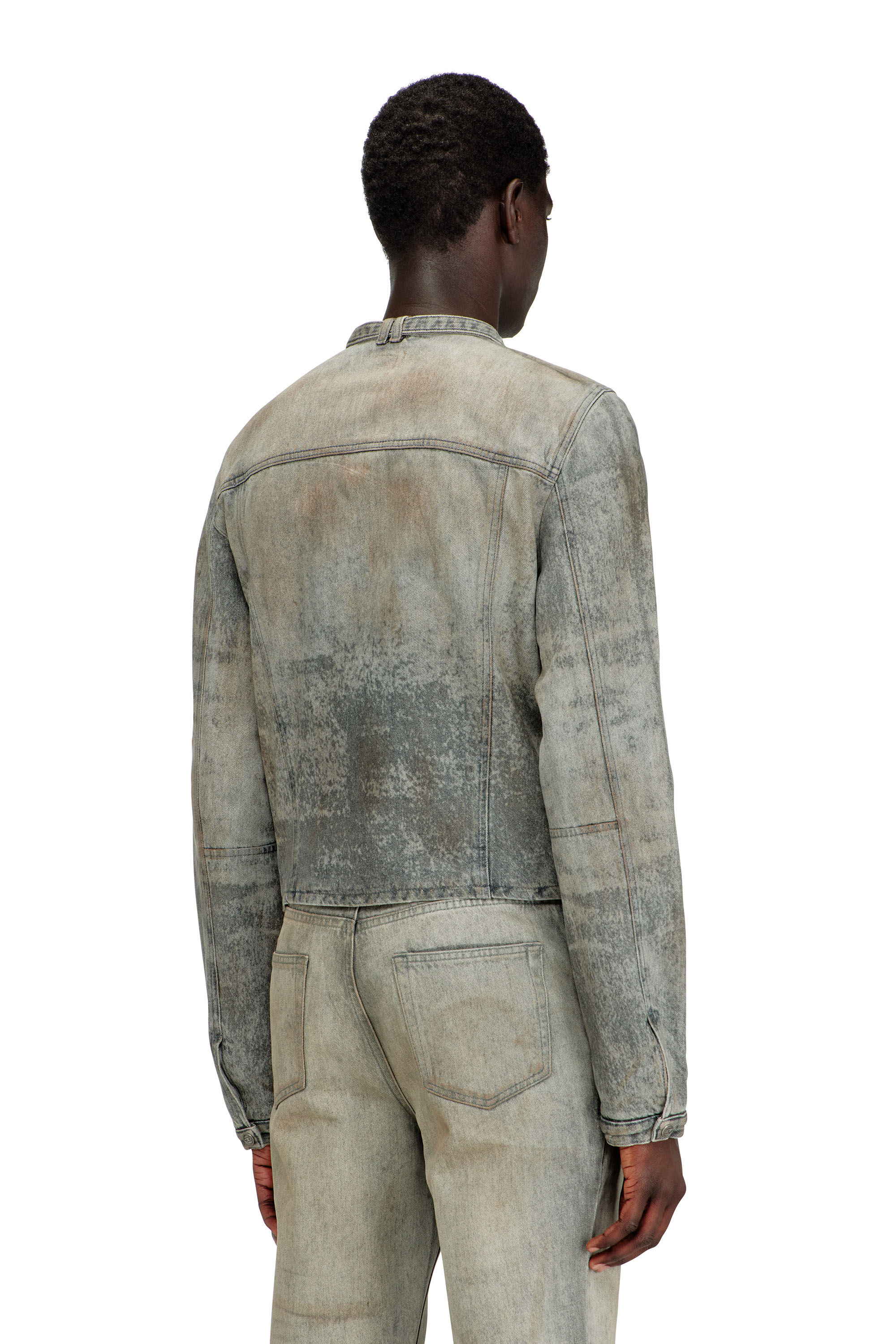 Diesel - D-VULMAR-FSI, Man's Jacket in cotton-hemp satin denim in Grey - 4