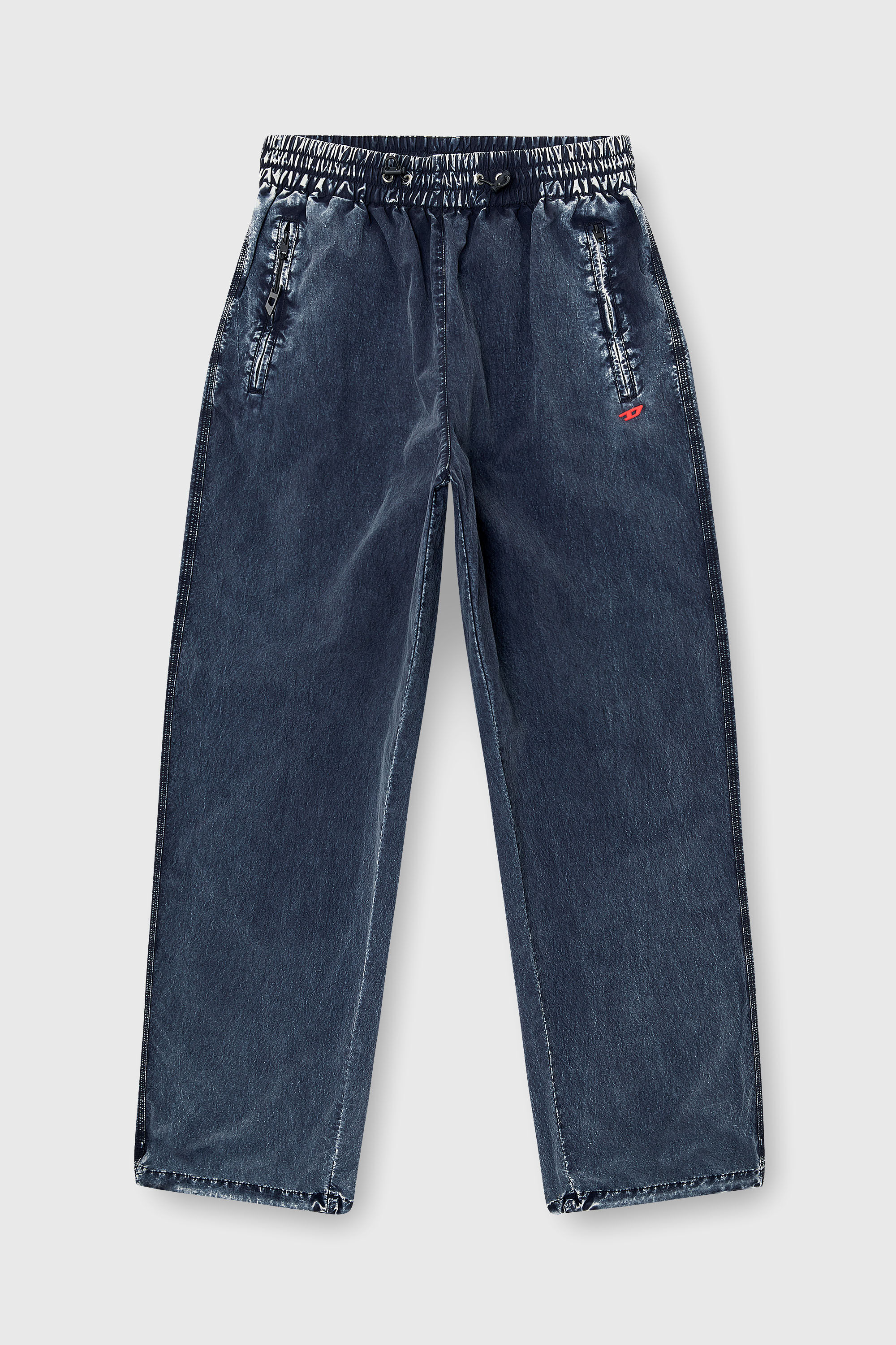 Diesel - P-APYRI, Woman's Acid-wash track pants in nylon Taslan in Dark Blue - 2