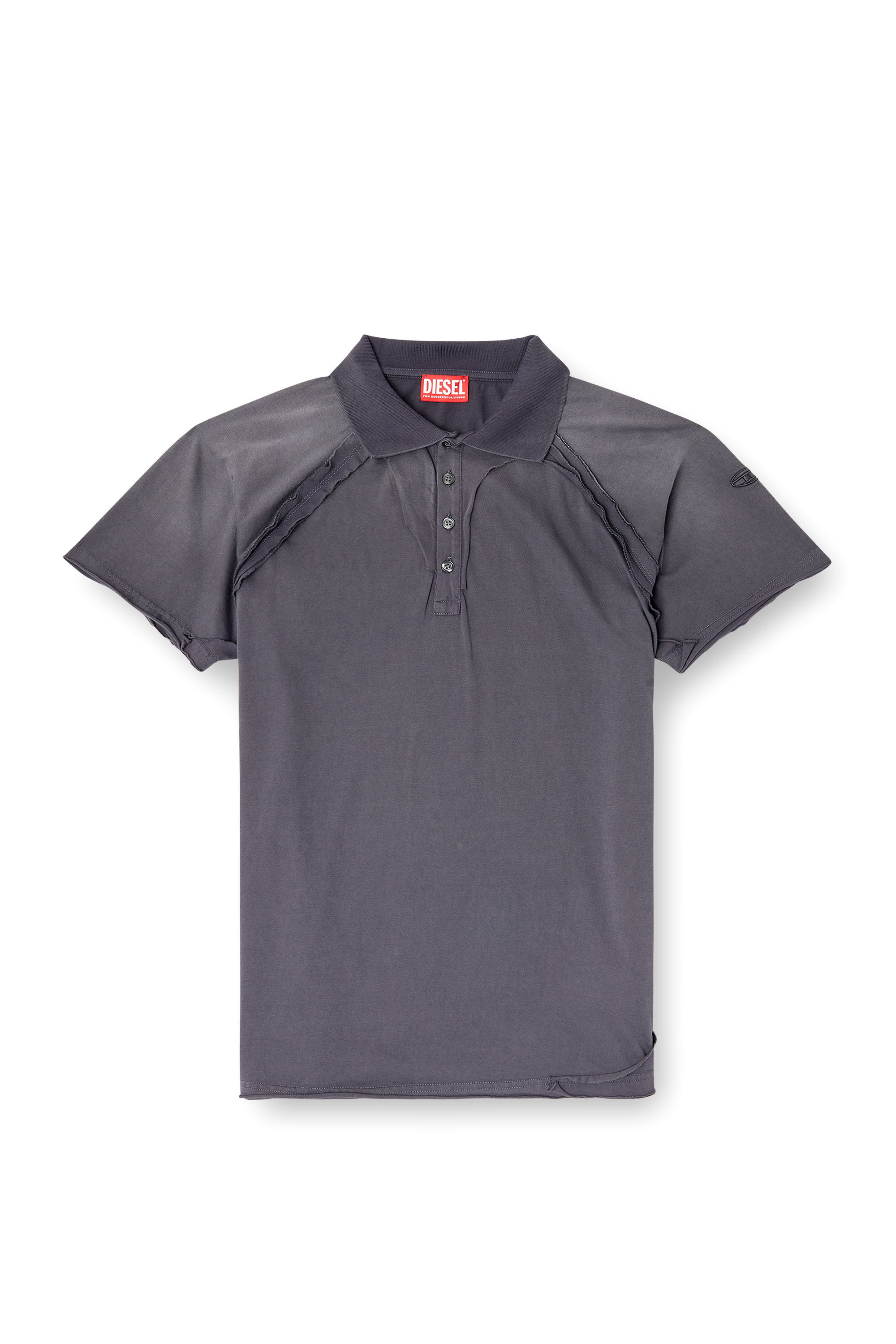 Diesel - T-NORY, Man's Polo shirt with peel-off effect in Grey - 4