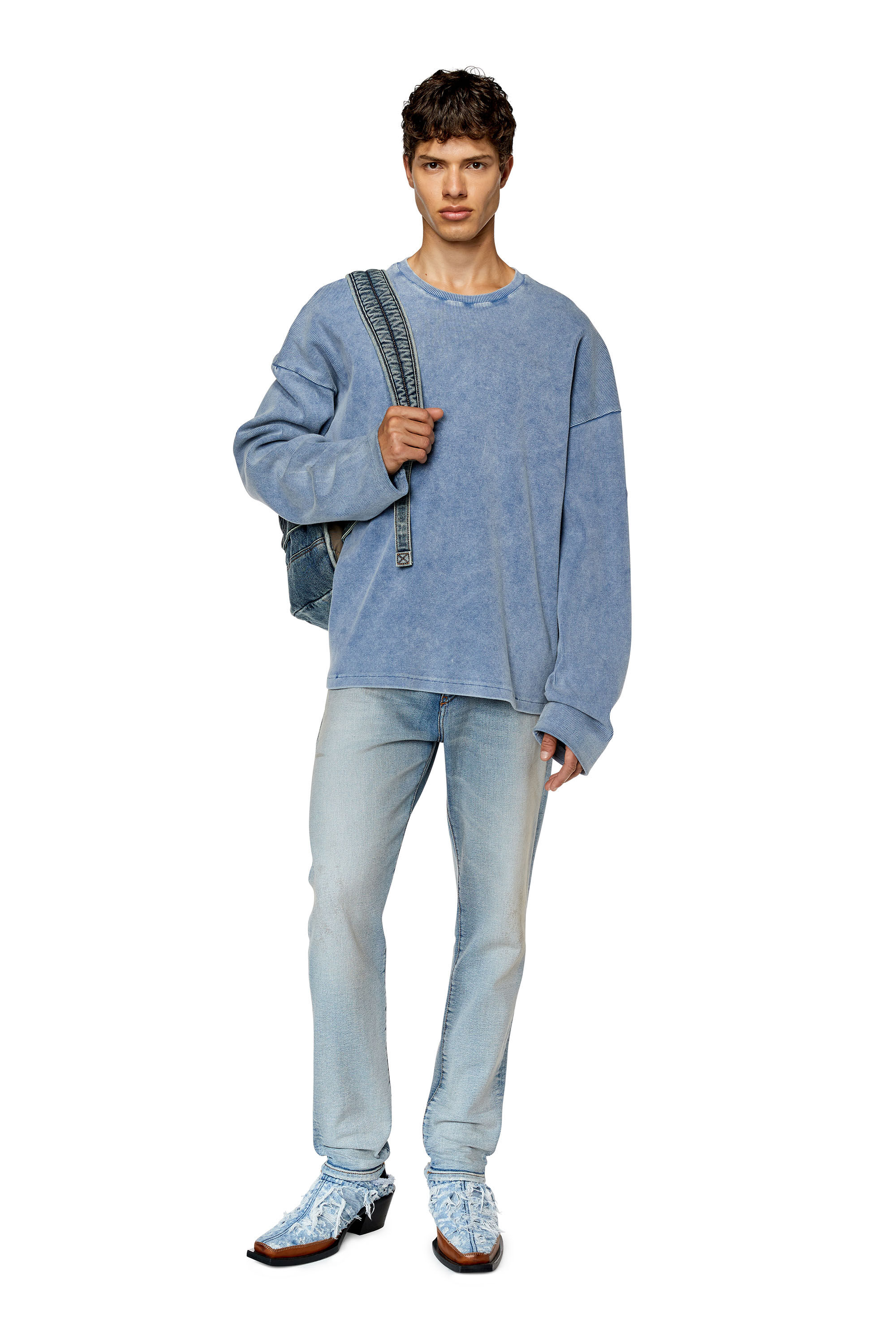 Diesel - 2019 D-Strukt 09E84 Slim Jeans, Light Blue - Image 1