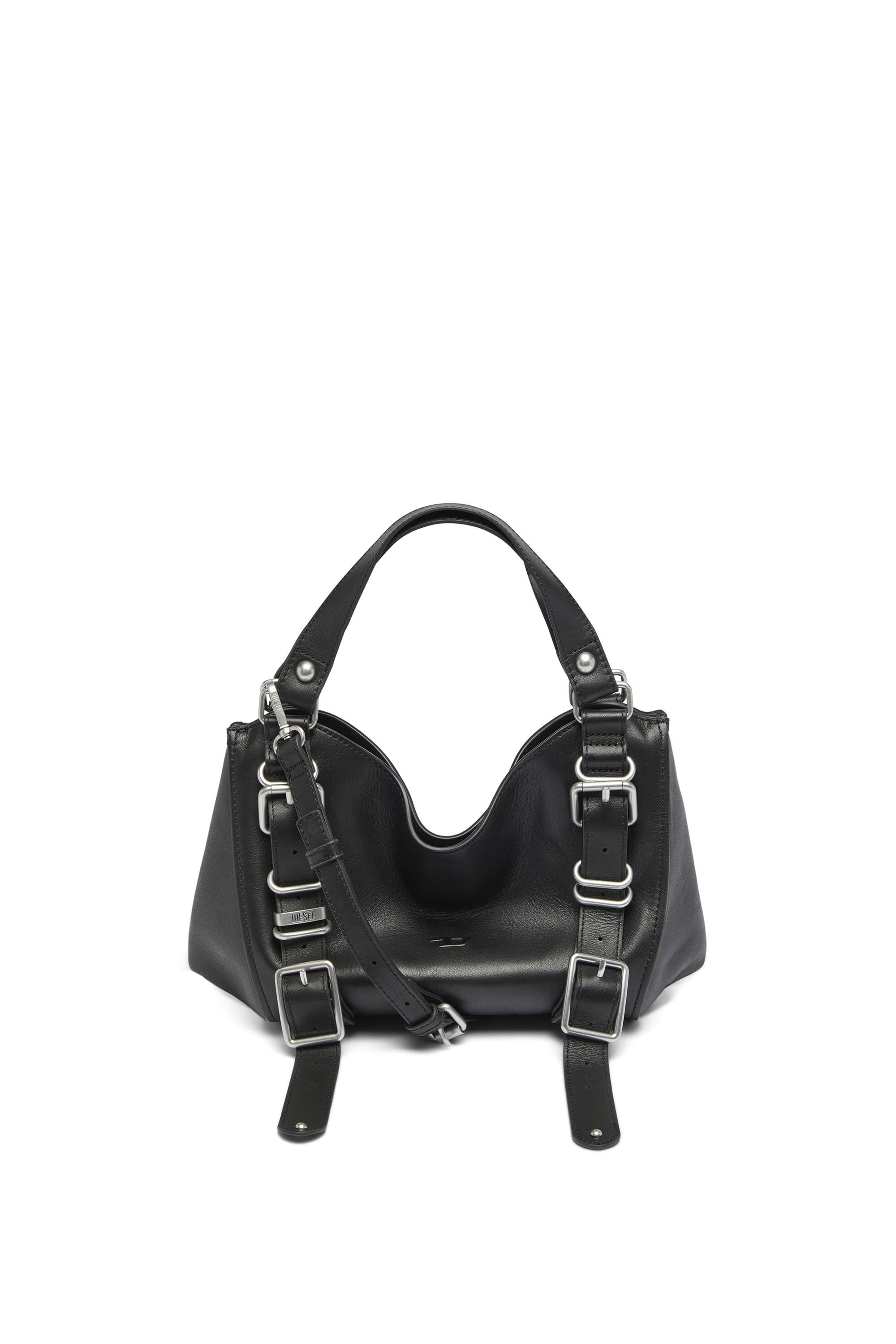 Diesel - D-ONE TOPHANDLE S, Woman's D-One-Small top-handle bag in treated leather in Black - 2