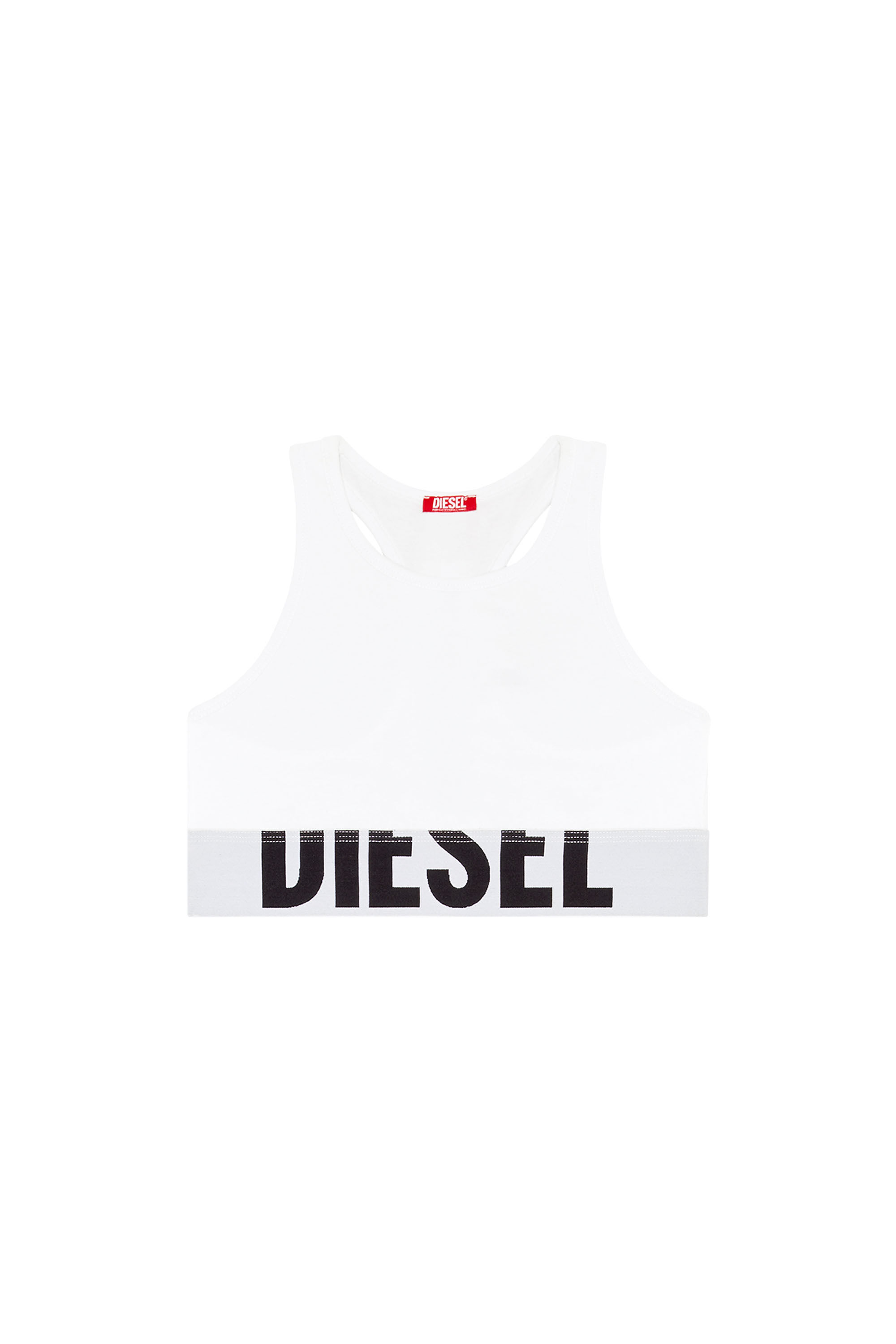 Diesel - UFSB-COTTON-RACE-BRALETTE-XL, Woman's Sports bra with cut-off logo in White - 2