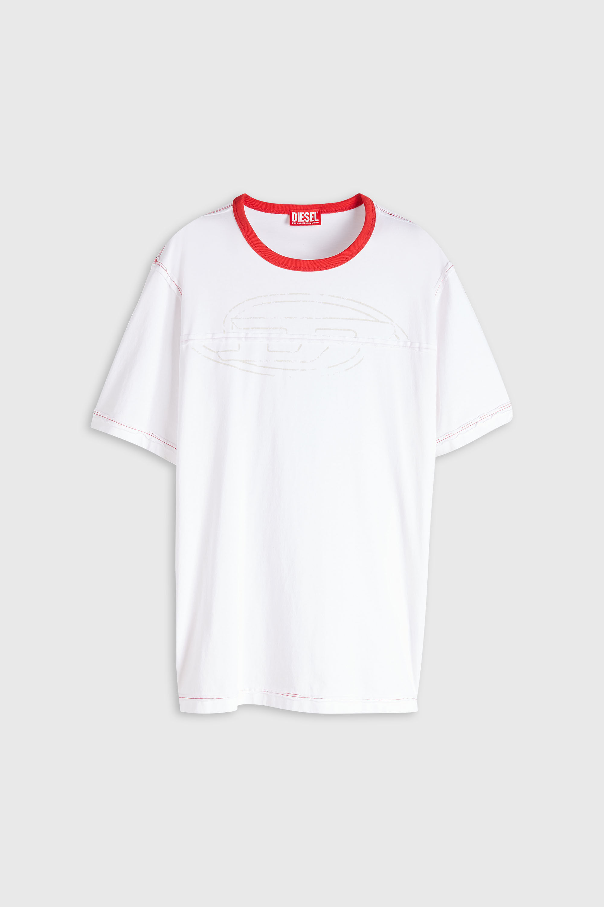 Diesel - T-ADJUST-CUT-OD, Man's T-shirt with sectioned Oval D in White - 2