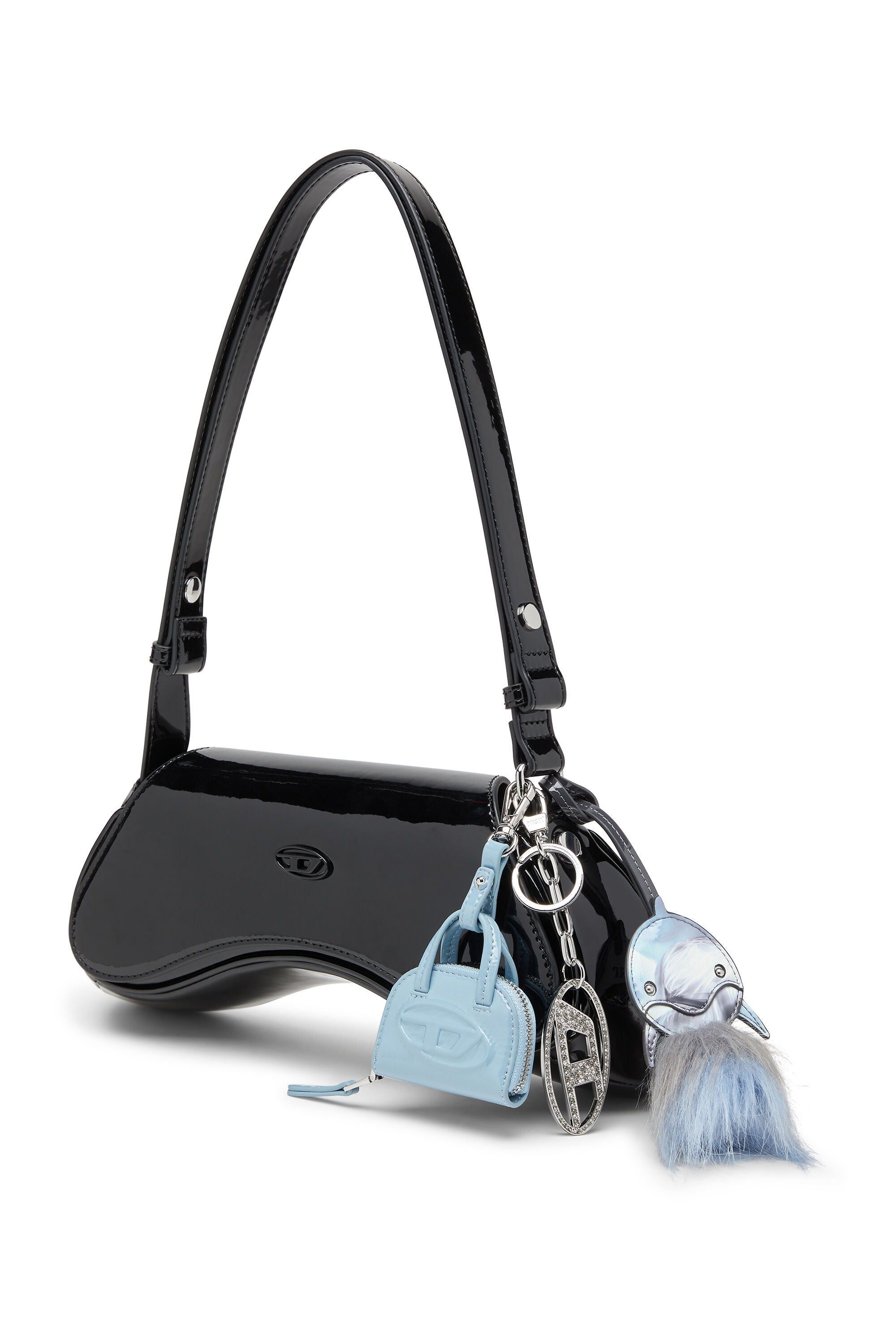 Diesel - PLAY CROSSBODY, Woman's Play-Crossbody bag in glossy PU in Black - 7