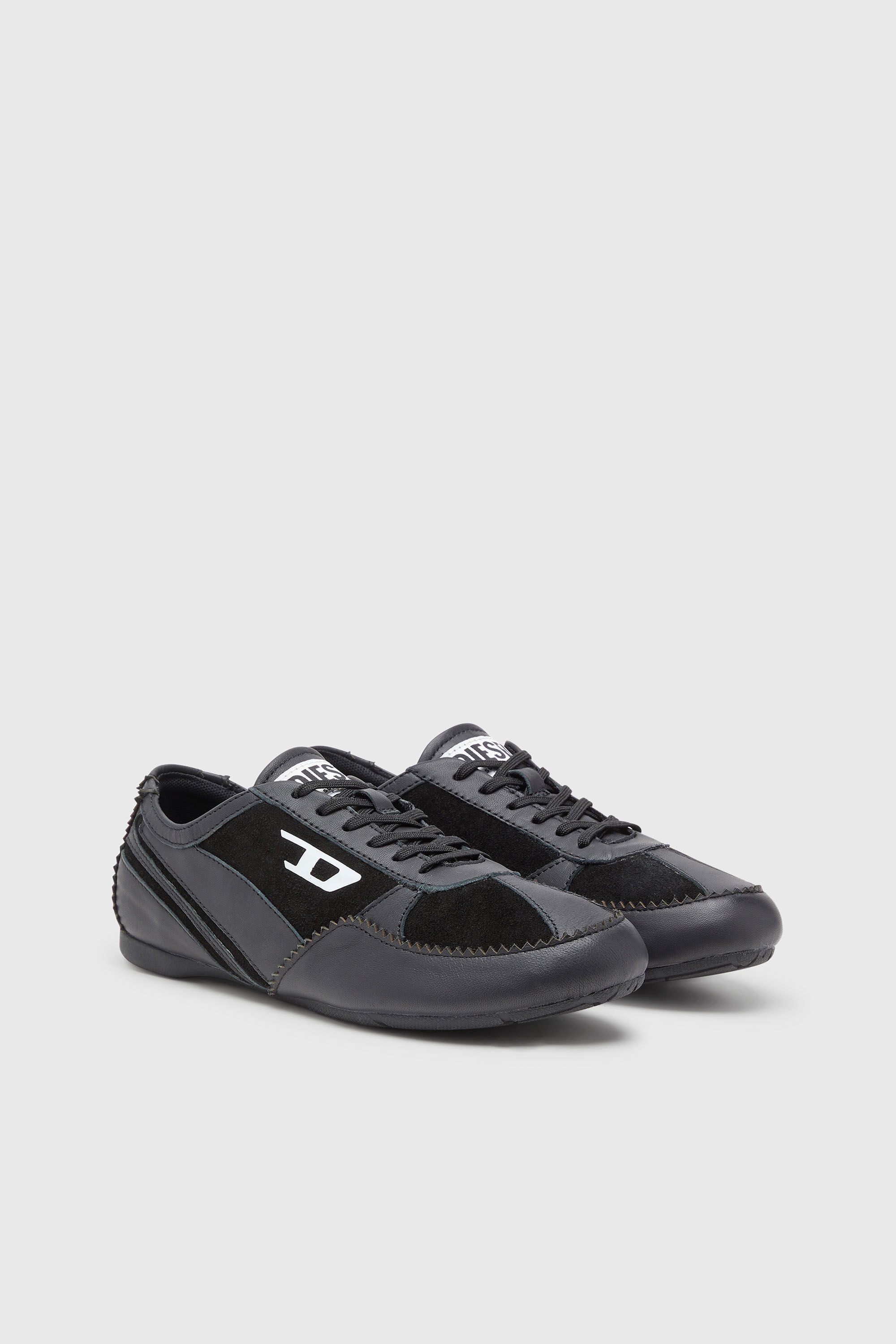 Diesel - D-MILE LOW W, Woman's D-Mile-Flat sneakers in leather and suede in Black - 2