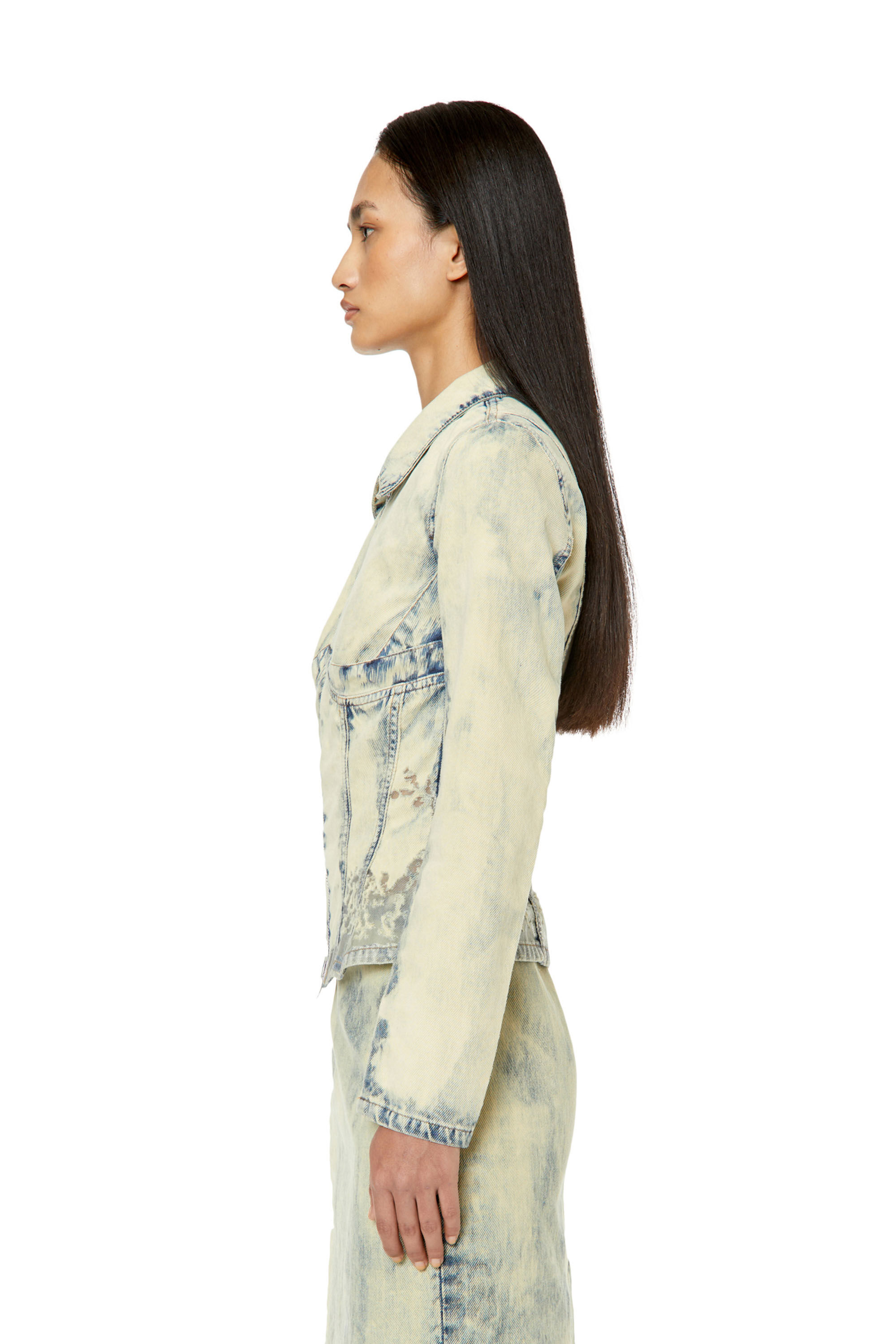Diesel - DE-MILLY-FSC, Woman's Slim-fit lace-effect trucker jacket in Light Blue - 5