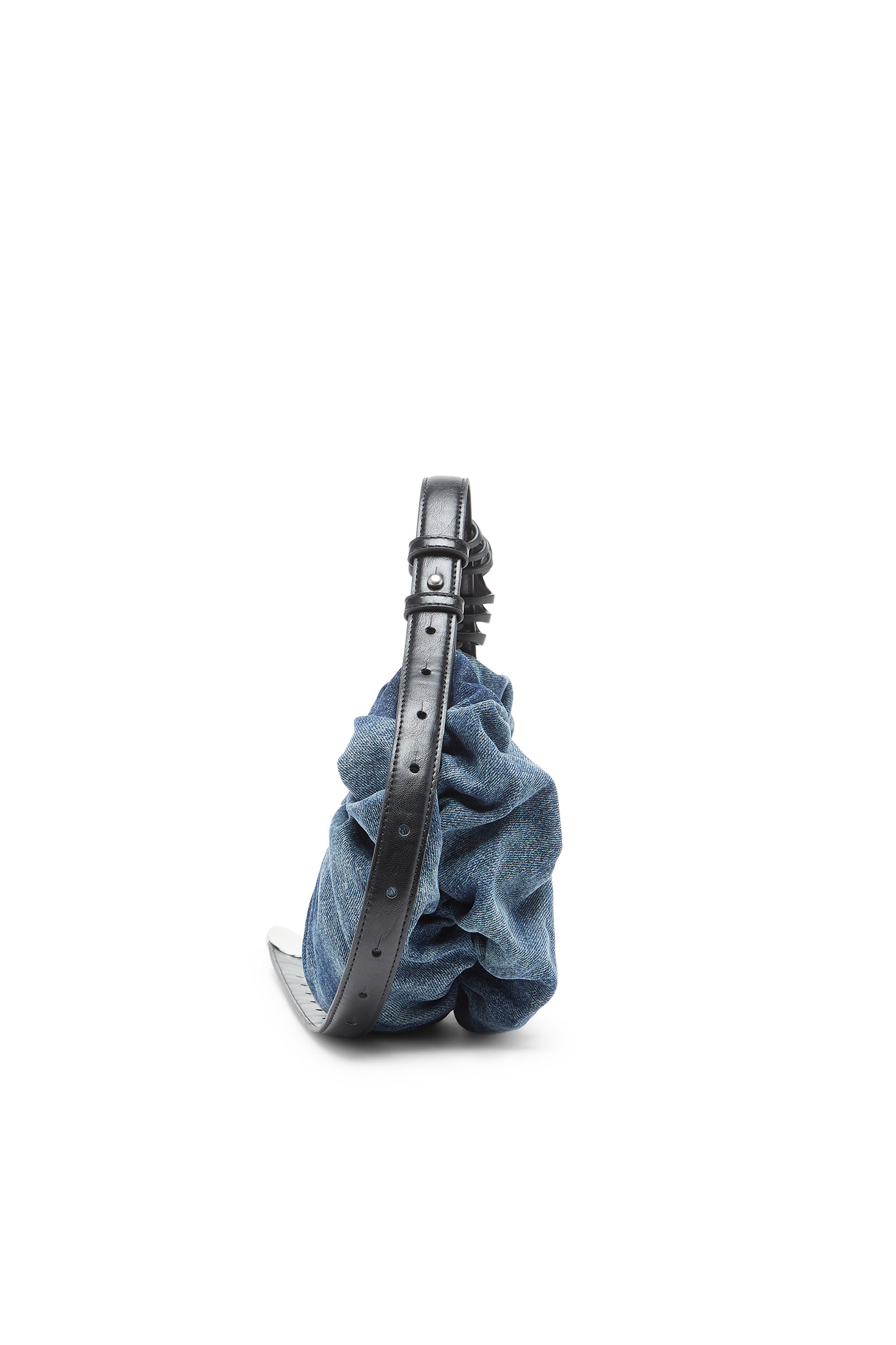 Women's Grab-D-Small scrunched hobo bag in treated denim | Blue
