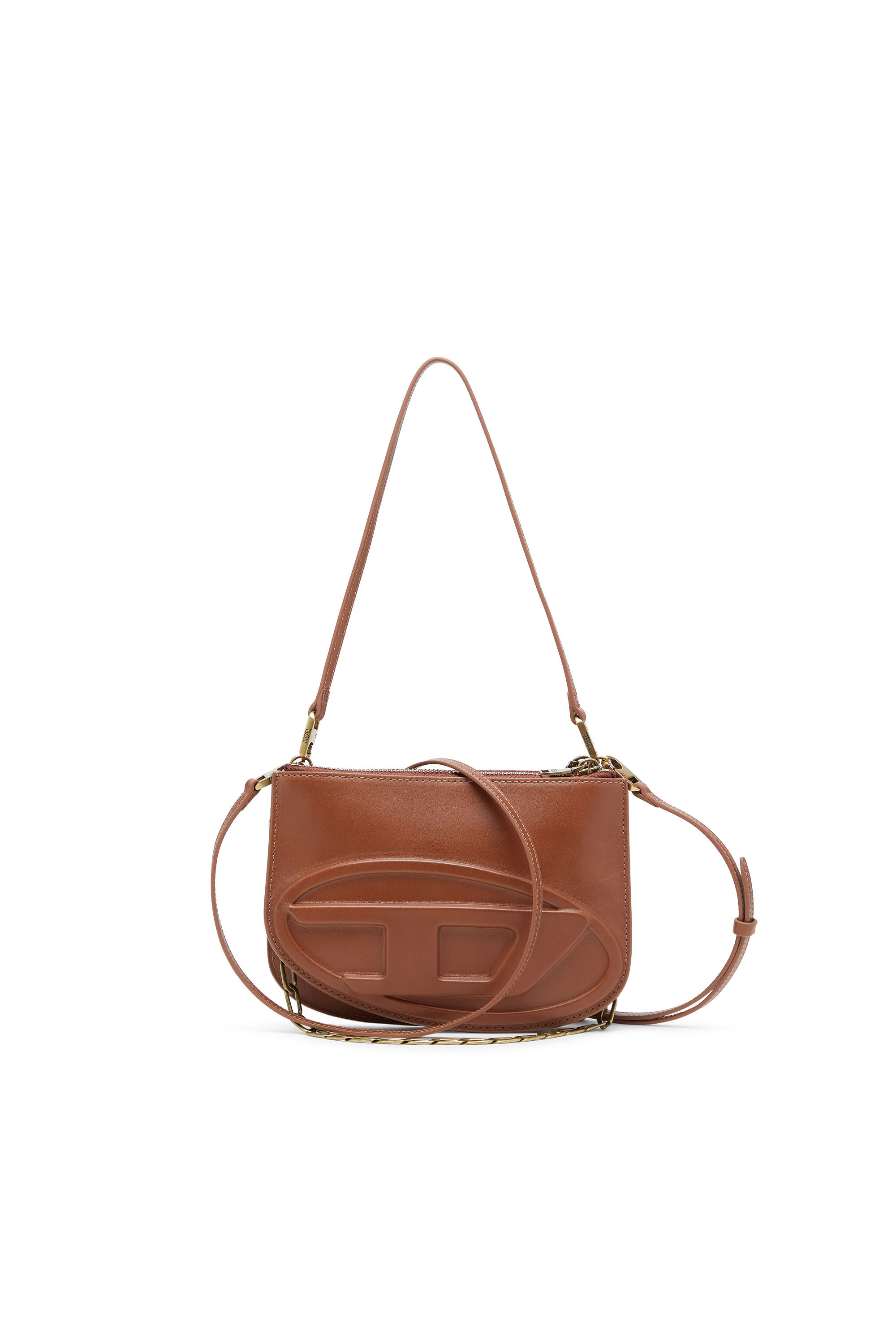 Diesel - 1DR TWIN, Woman's 1DR Twin-Double-pouch shoulder bag in pull-up leather in Brown - 1