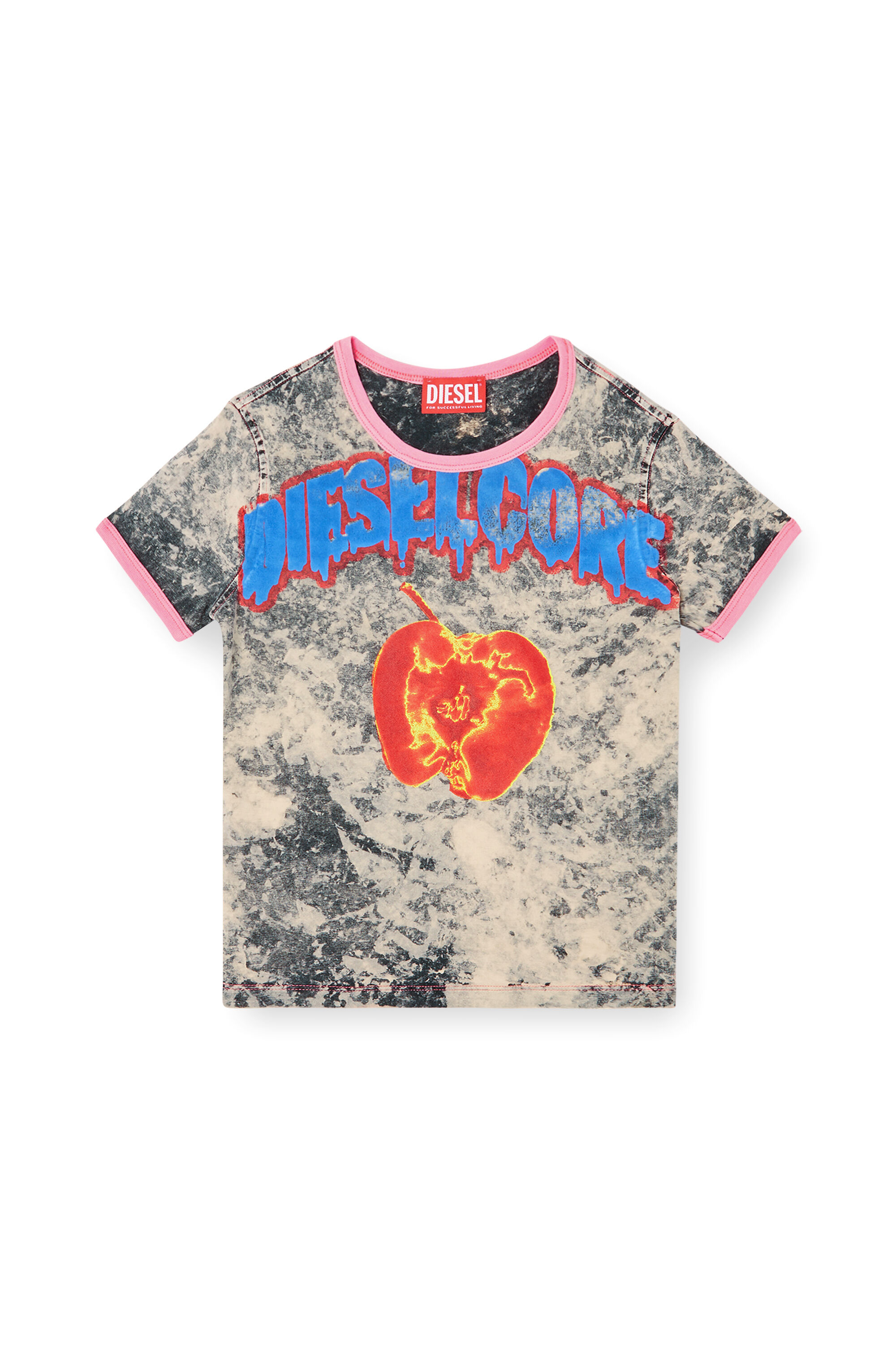 【DIESEL】T Uncut Short Q1 T-Shirt - Grey / A168250JQAU9DT Women's T-shirt with Diesel Core print | Grey | Diesel