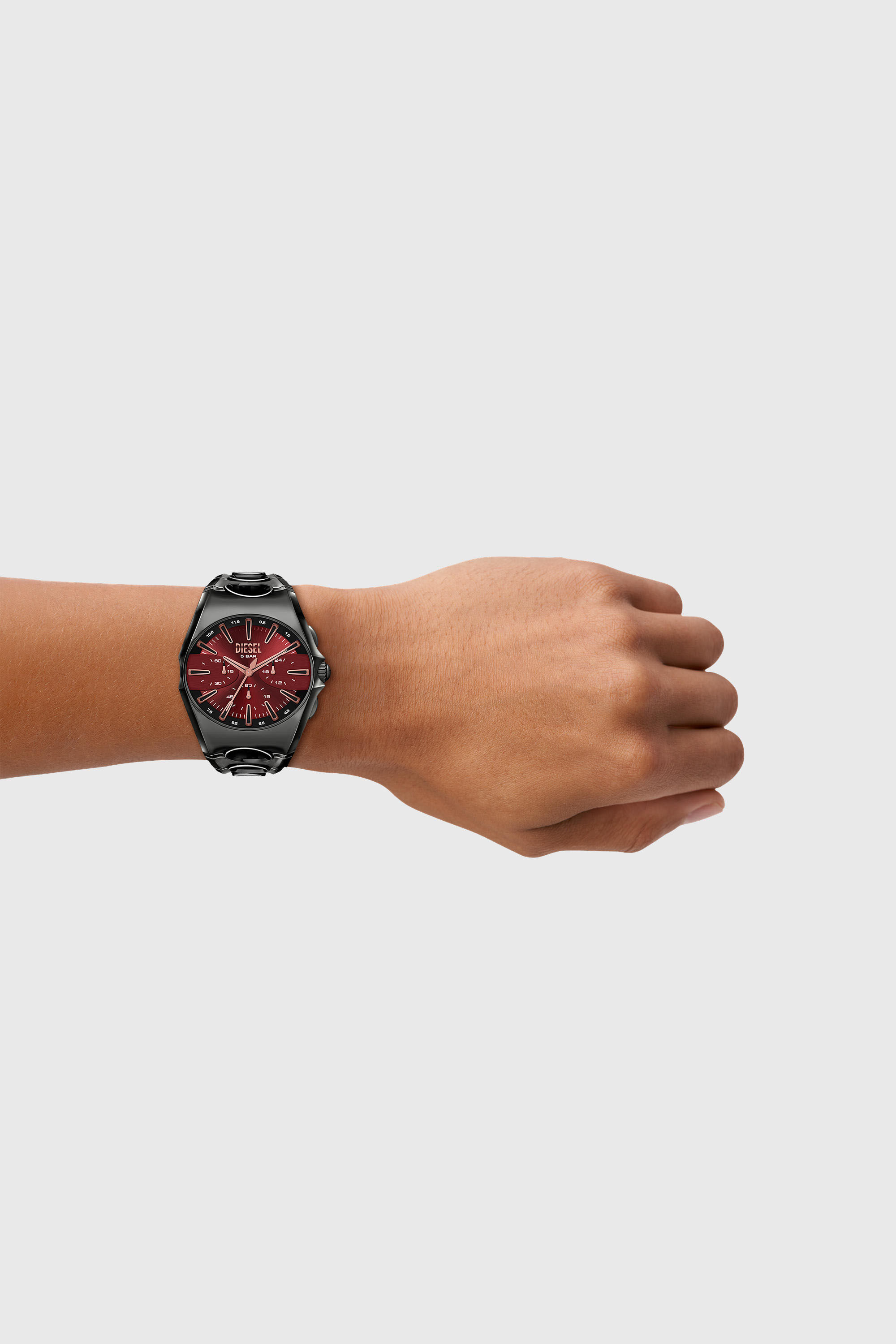 Diesel - DZ4726 WATCH, Man's D-Curve gunmetal stainless steel watch in Black - 5