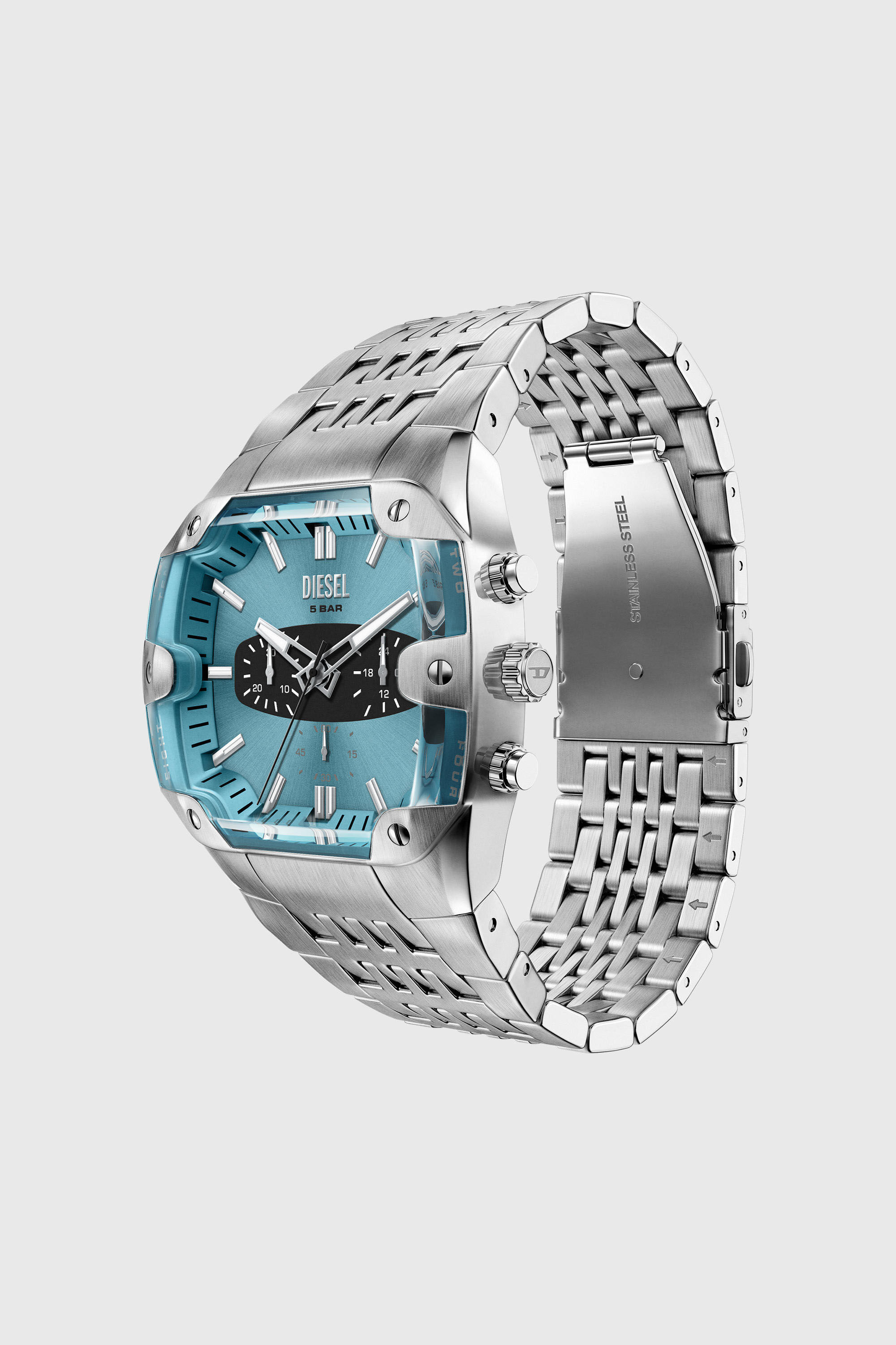 Diesel - DZ4725 WATCH, Man's Spiked cushion stainless steel watch in Silver - 7