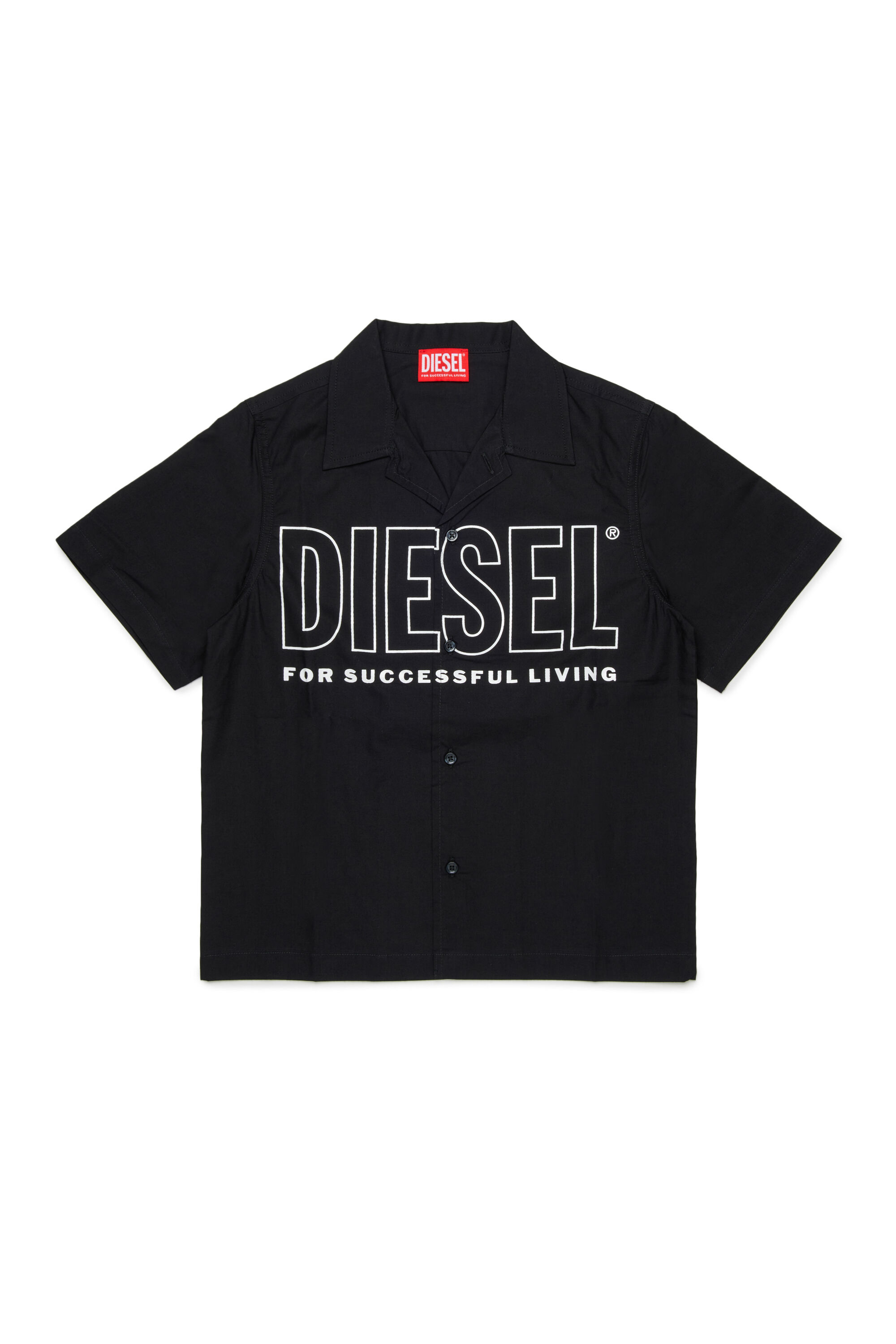 Diesel - MCDRID, Man's Cotton shirt with short sleeves in Black - 1