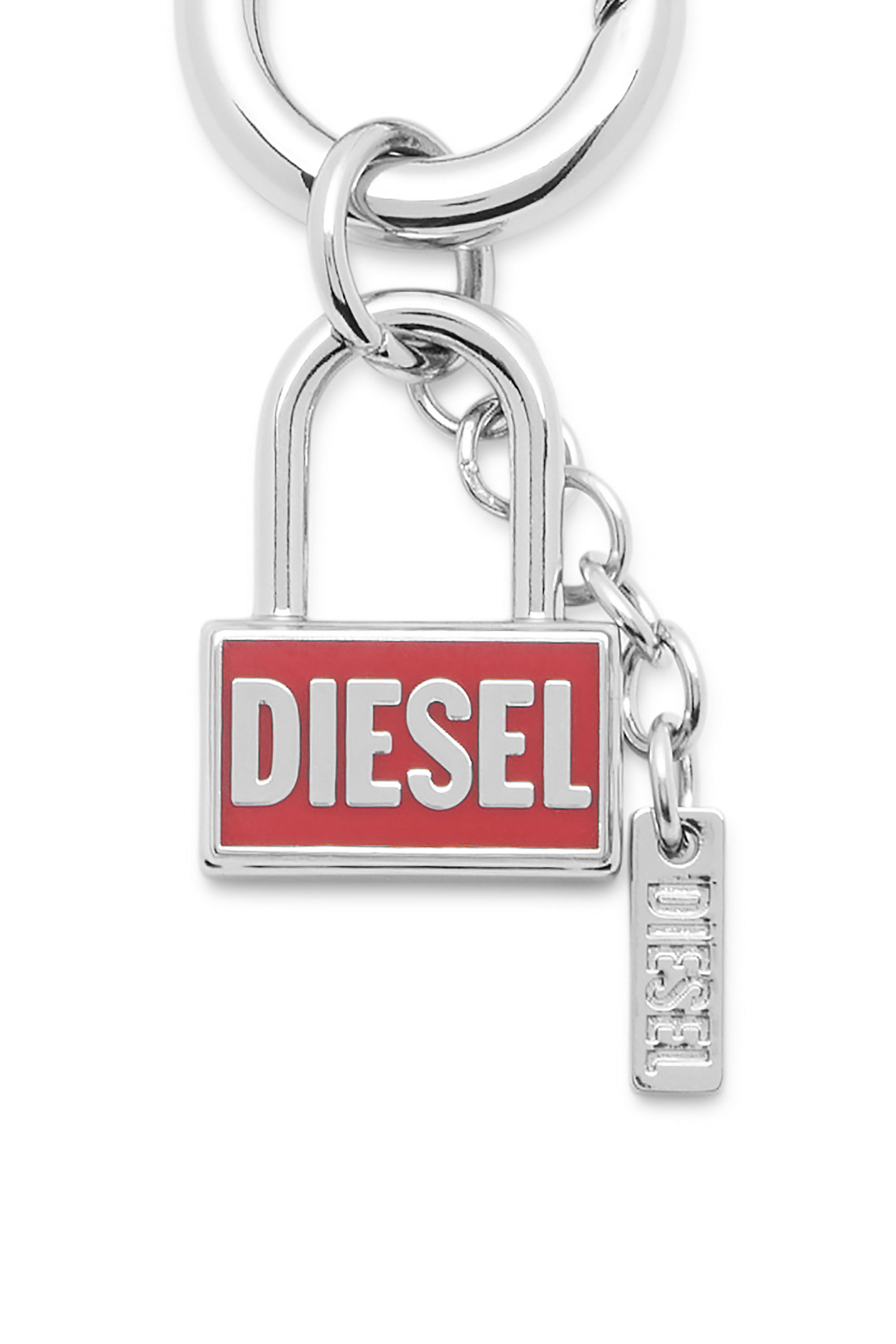 Diesel - CHARM-LOCK, Unisex's Metal keyring charm with padlock design in Silver/Red - 2