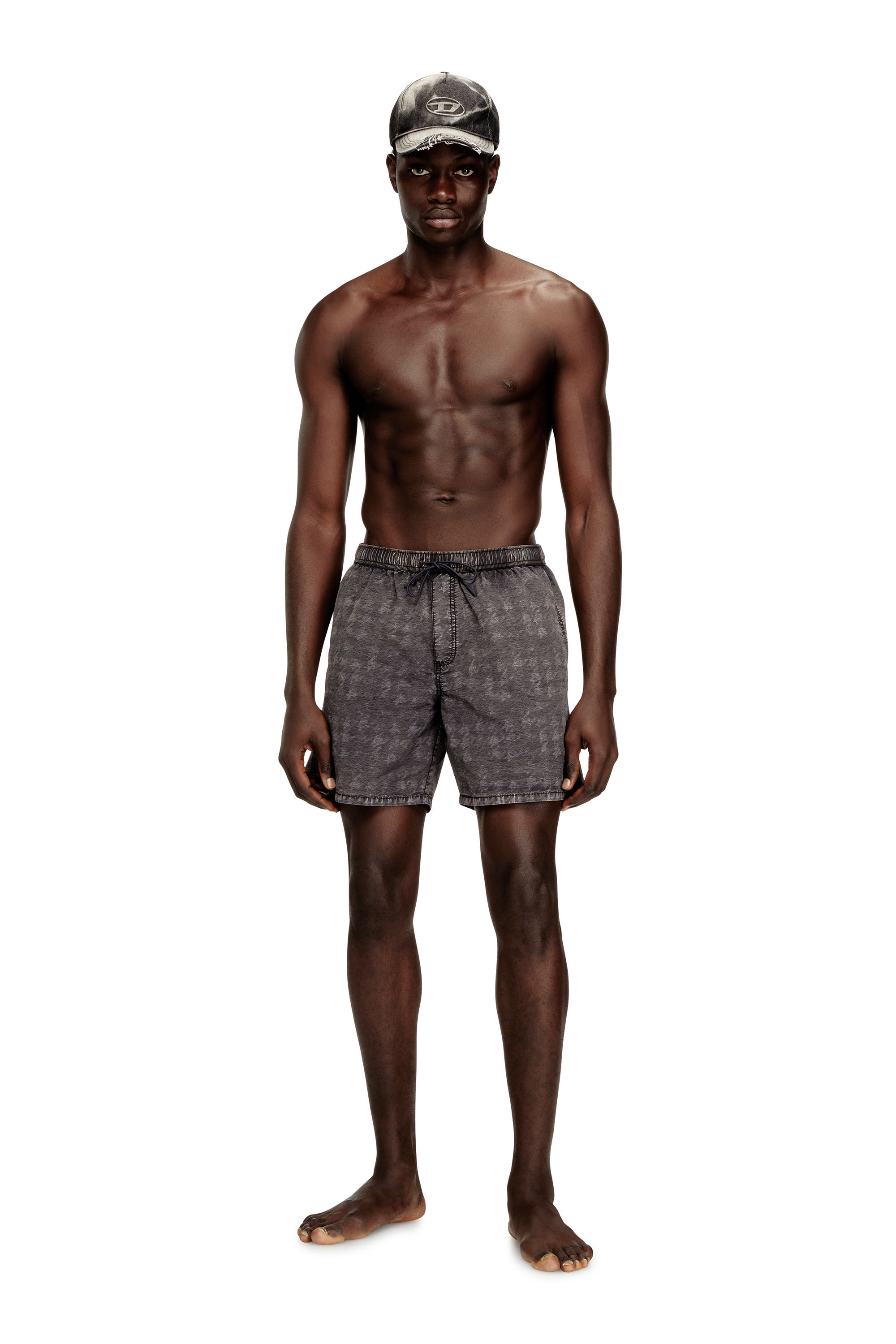 Diesel - CONOR-43-DNM, Man's Swim shorts with faded houndstooth pattern in null - 2