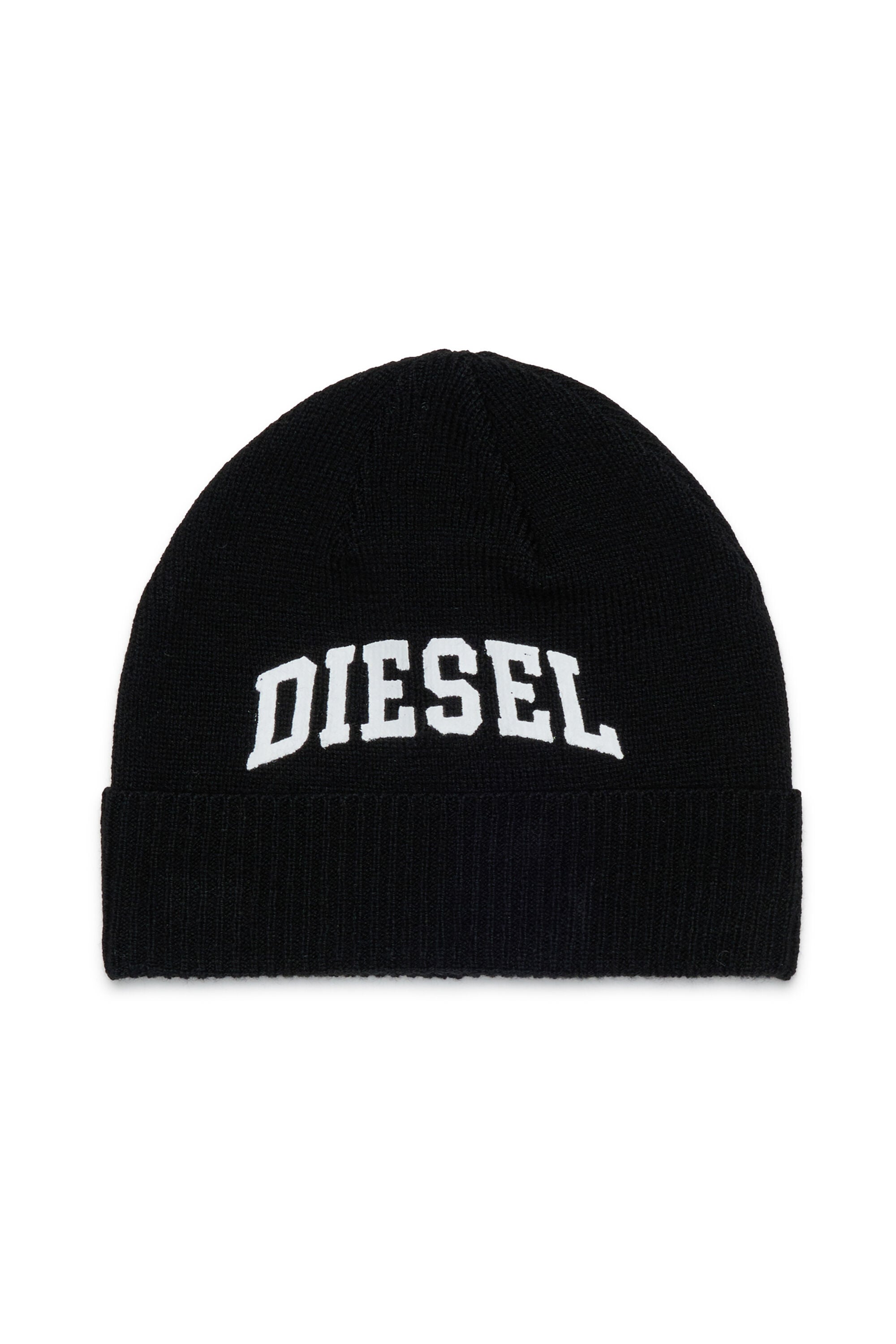 Diesel - FBAND, Unisex's Wool-blend beanie with logo in Black - 1