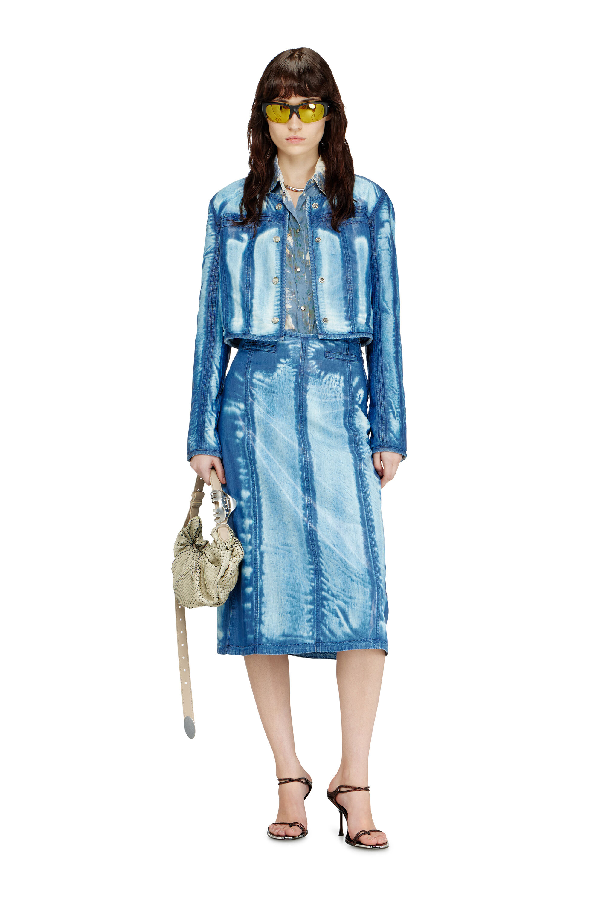 Diesel - GRAB-D HOBO S, Woman's Grab-D-Scrunched hobo bag in textured leather in Beige - 1