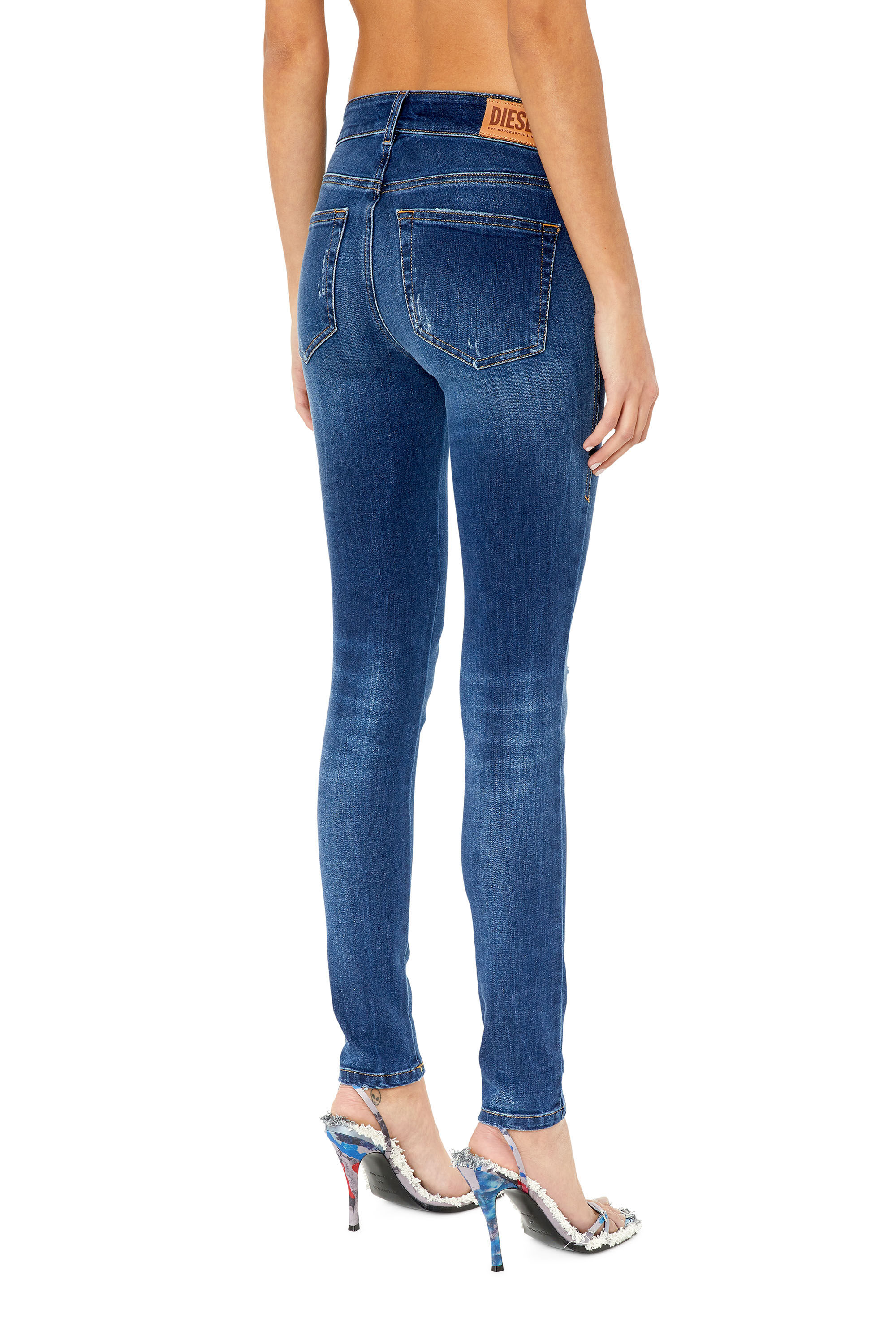 Diesel - 2017 Slandy E09CX Super skinny Jeans, Dark Blue - Image 4