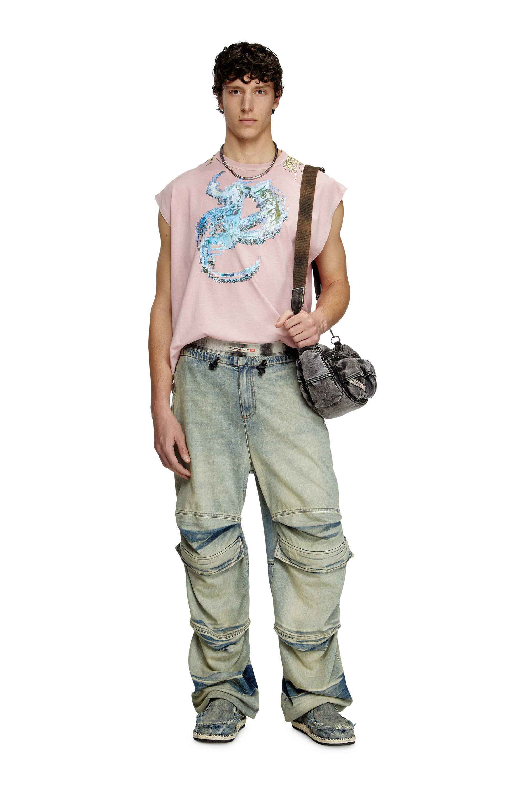 Diesel - T-BOXT-SL-R1, Man's Tank top with tattoo graphics in Pink - 1
