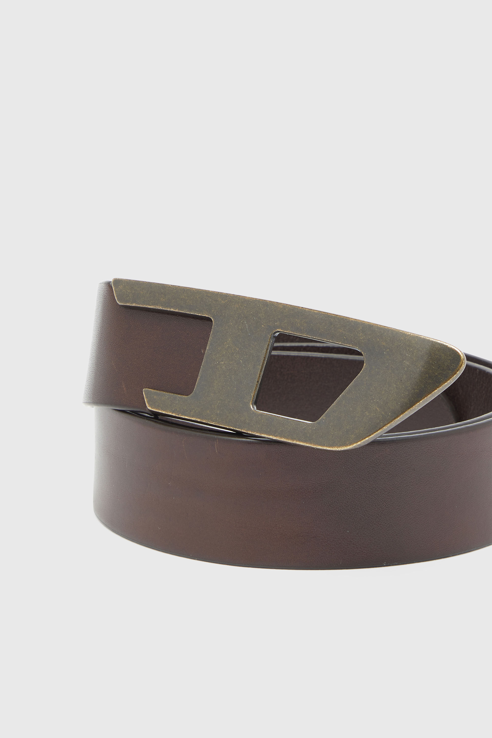 Diesel - B-D LOGO 2.0 40, Unisex's 4 cm leather belt with metal D buckle in Dark Brown - 3