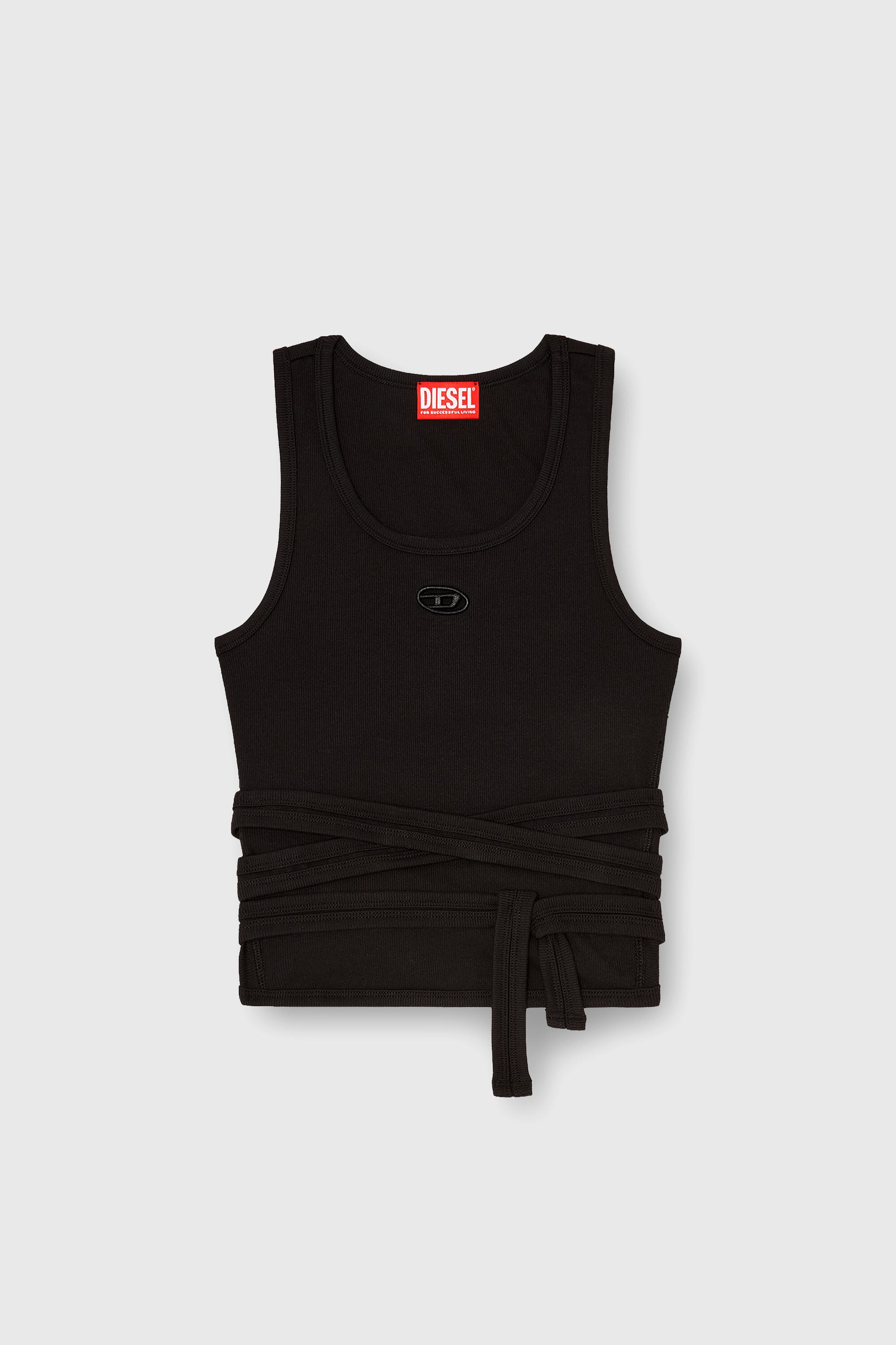 Diesel - T-ANKY-TAIL-S1, Woman's Crop top with wrap-around laces in Black - 2