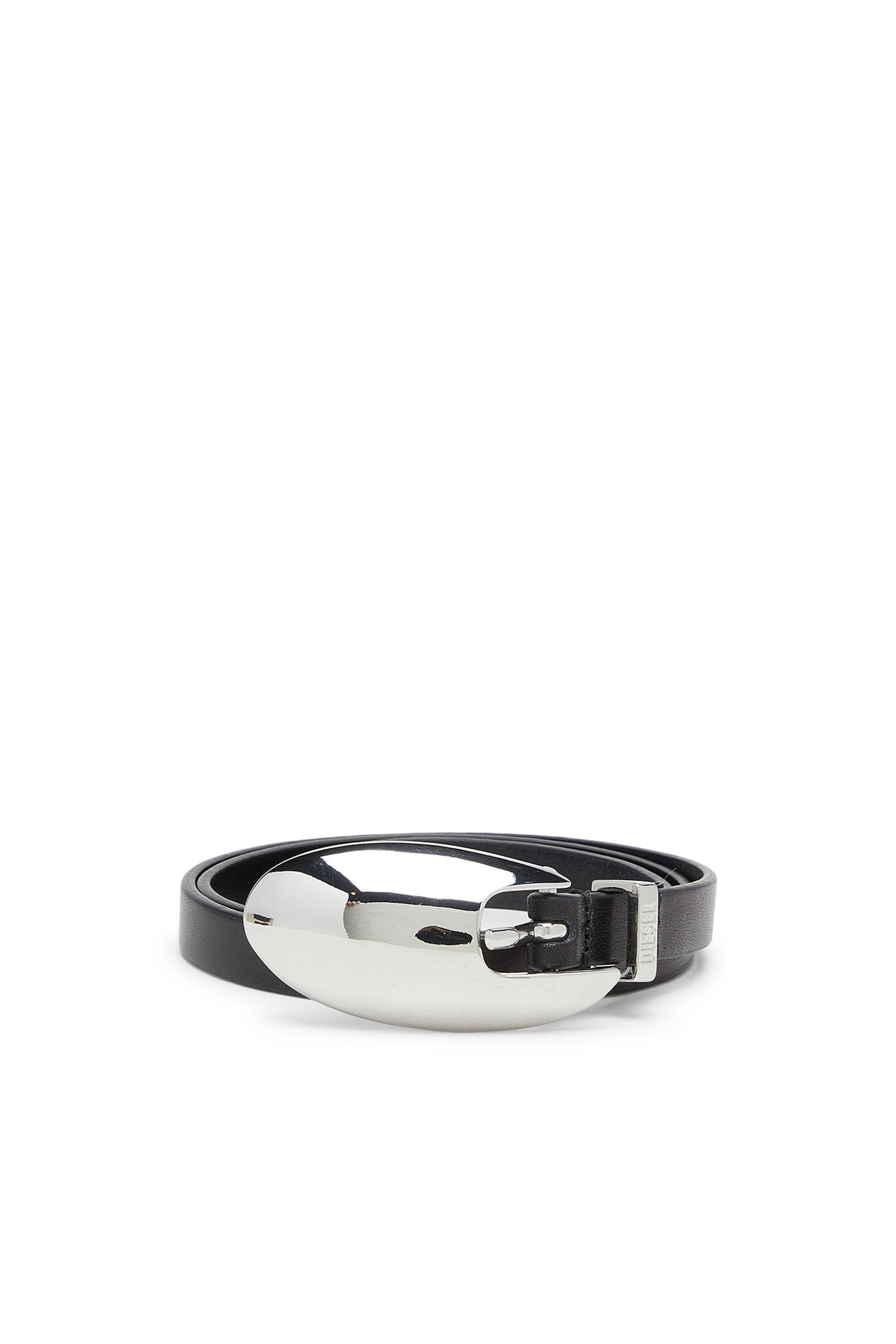 Diesel - B-ROP 15, Woman's 1.5cm leather belt with sculptural buckle in Black - 1