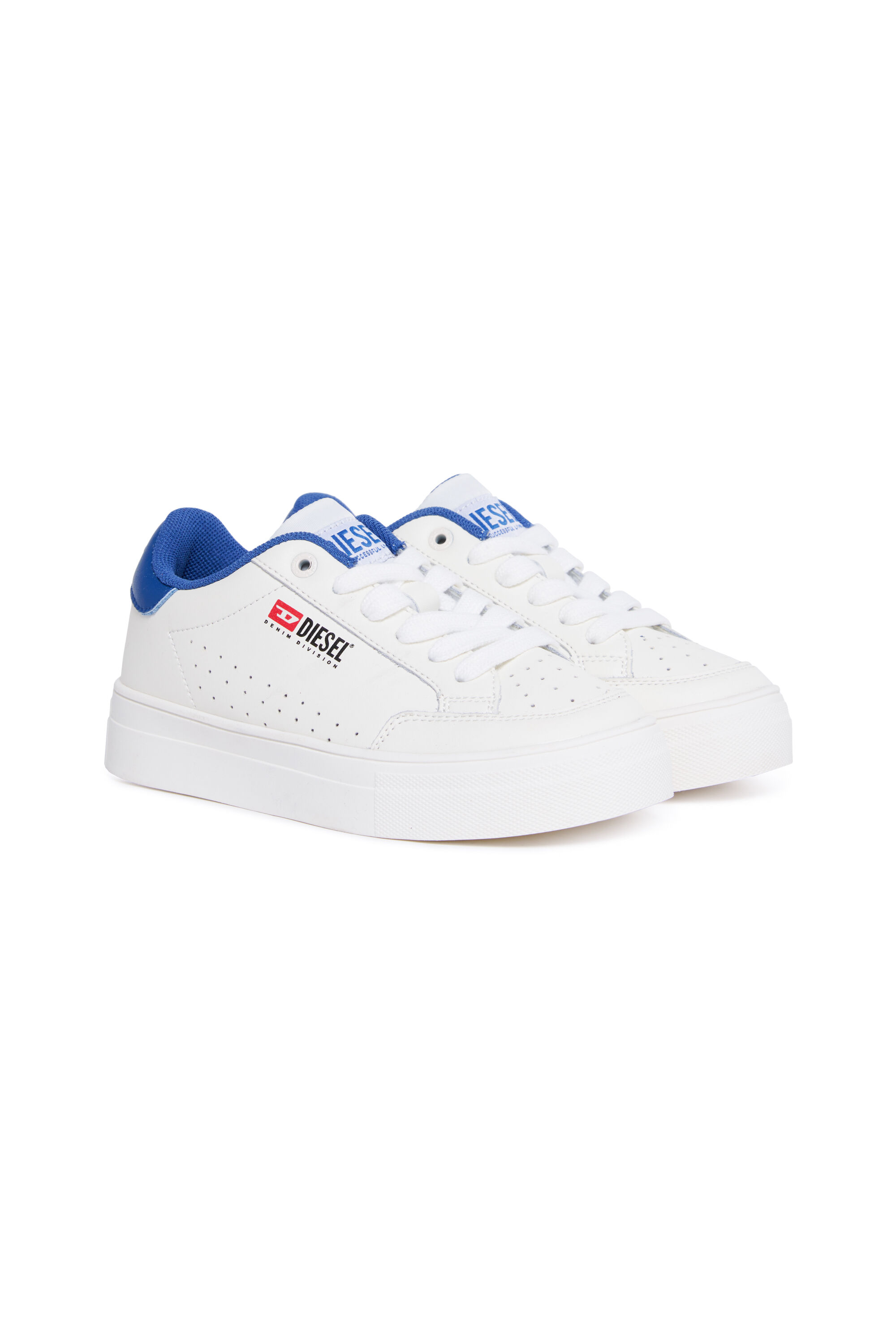 Diesel - S-VANEELA VTG, Unisex's Sneakers in perforated leather in White/Blue - 2