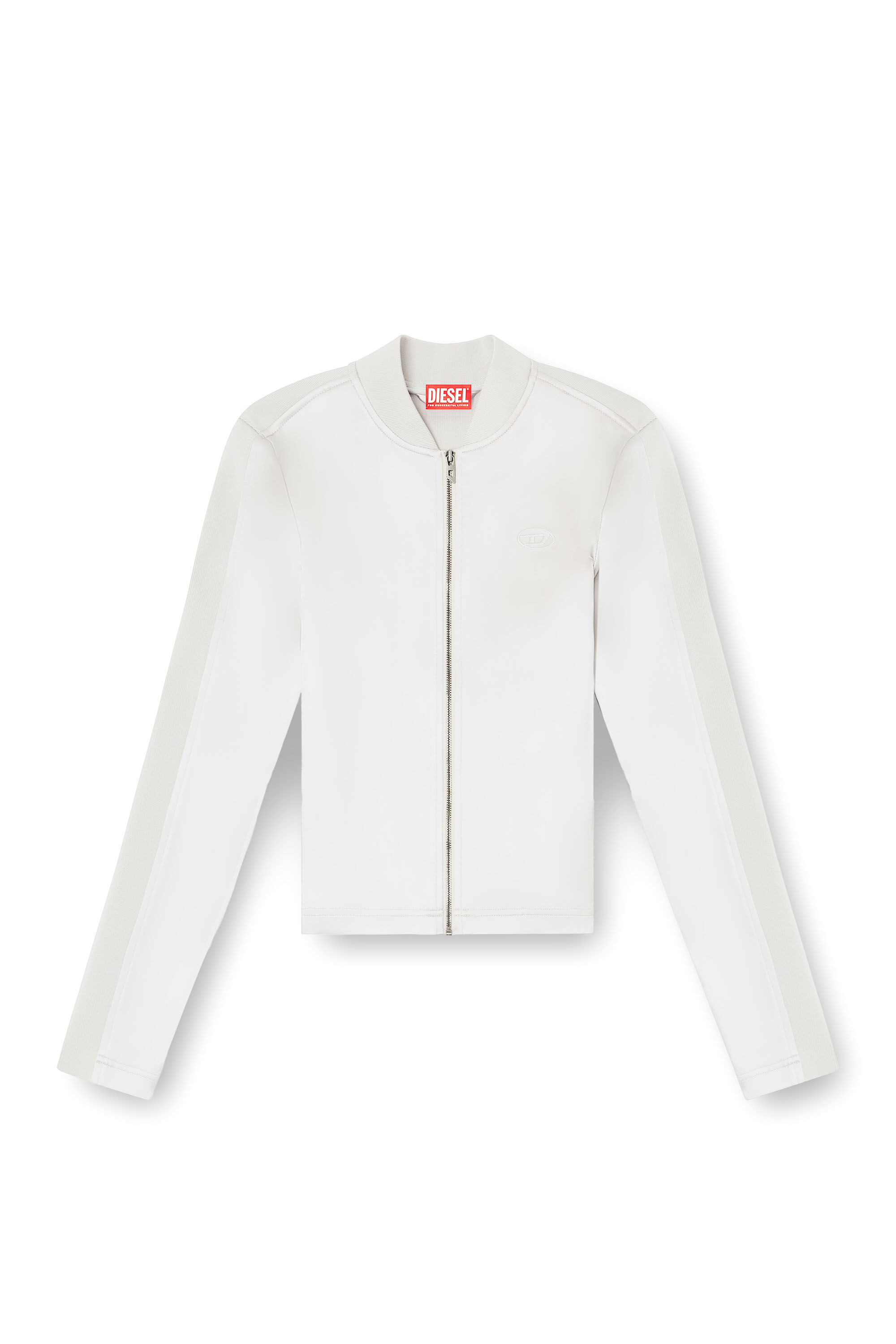 Diesel - G-OPER, Woman's Rib-knit and stretch satin jacket in Light Grey - 2