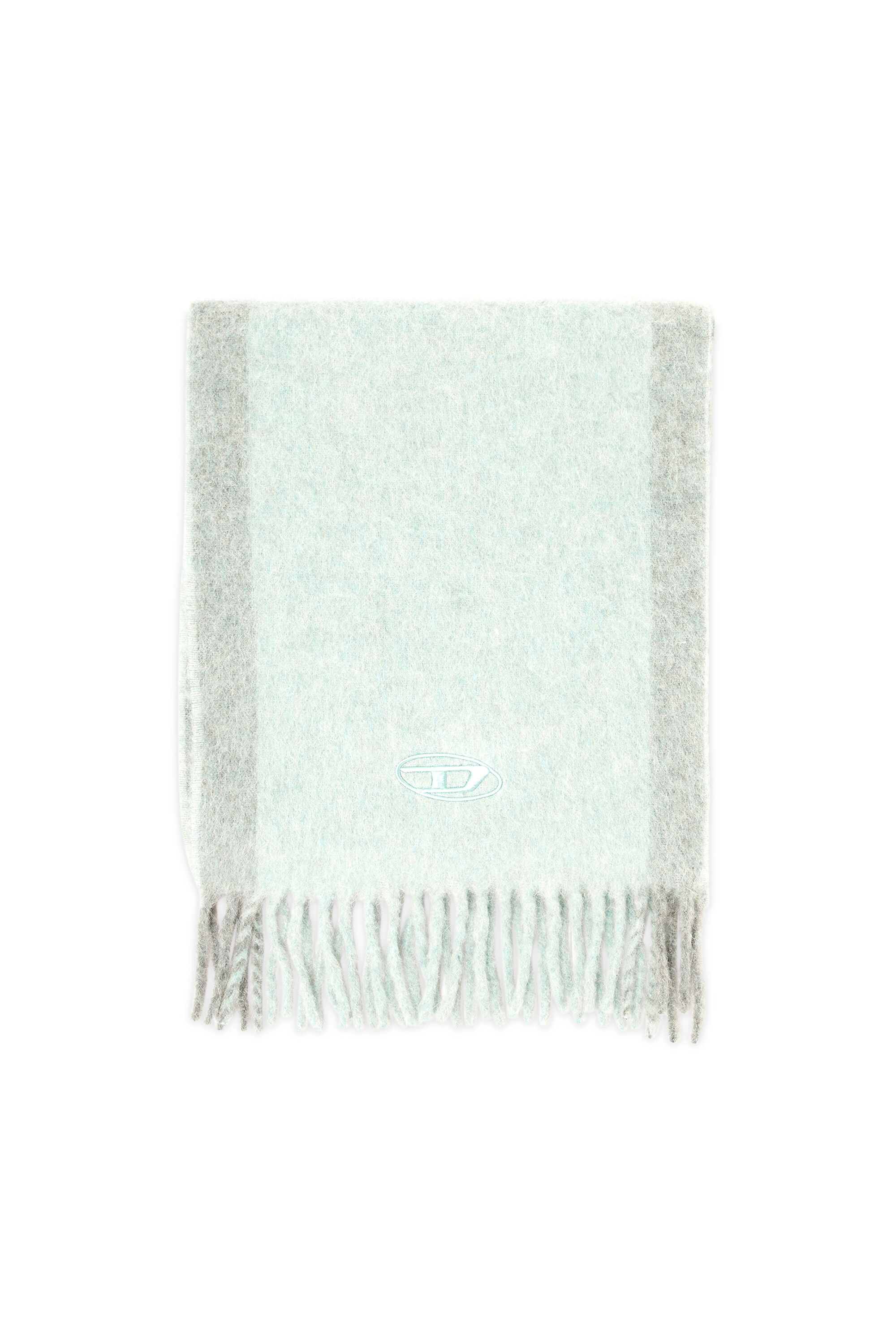 Diesel - S-OLID, Man's Wool-blend scarf with contrast stripes in Water Green - 1