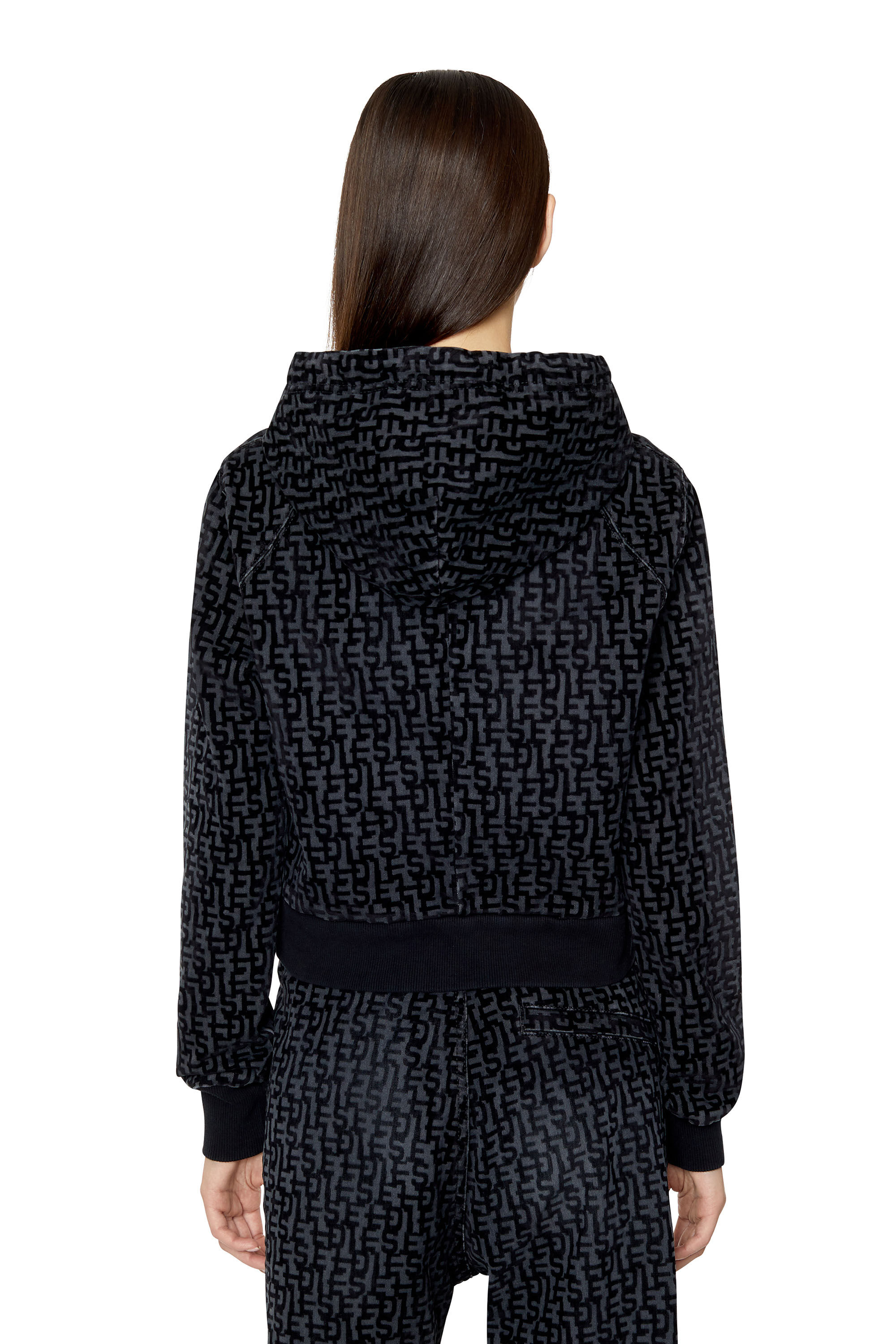 Diesel - D-ANGY TRACK DENIM HOODIE, Black/Dark grey - Image 4