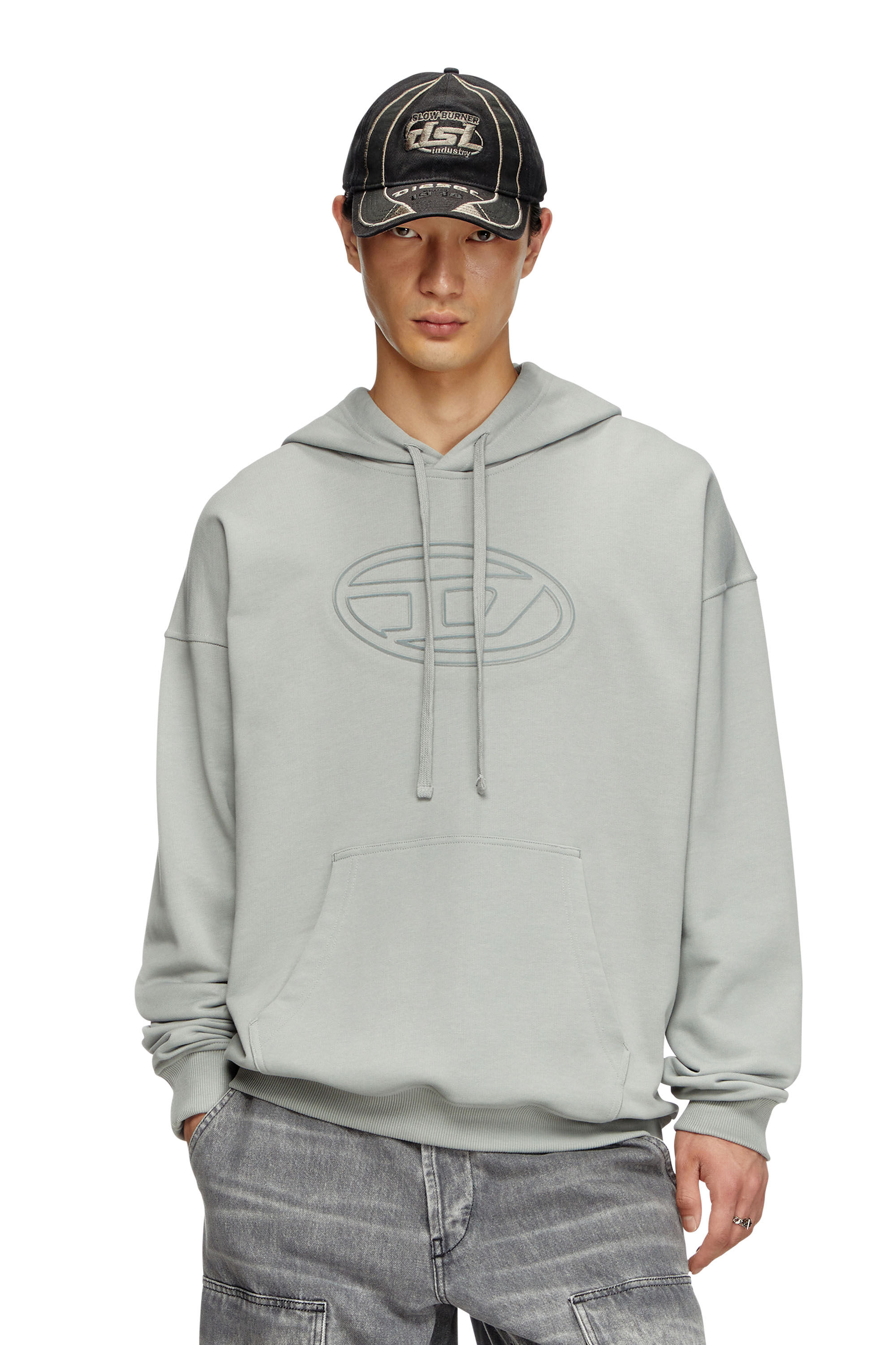 Men's Hoodie with embossed Oval D | Grey | Diesel