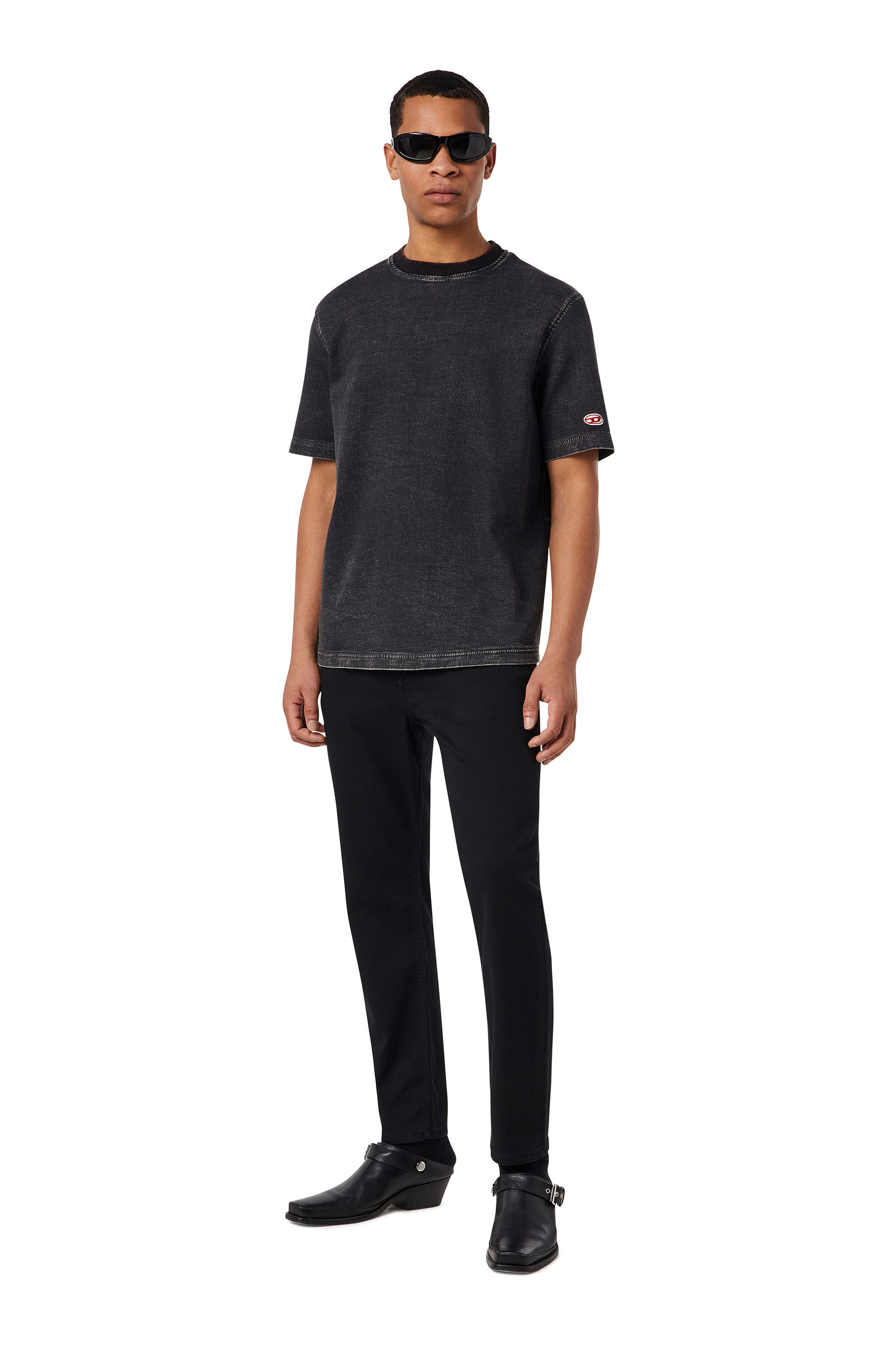 Diesel - D-BIGGOR TRACK DENIM T-SHIRT, Black/Dark grey - Image 1