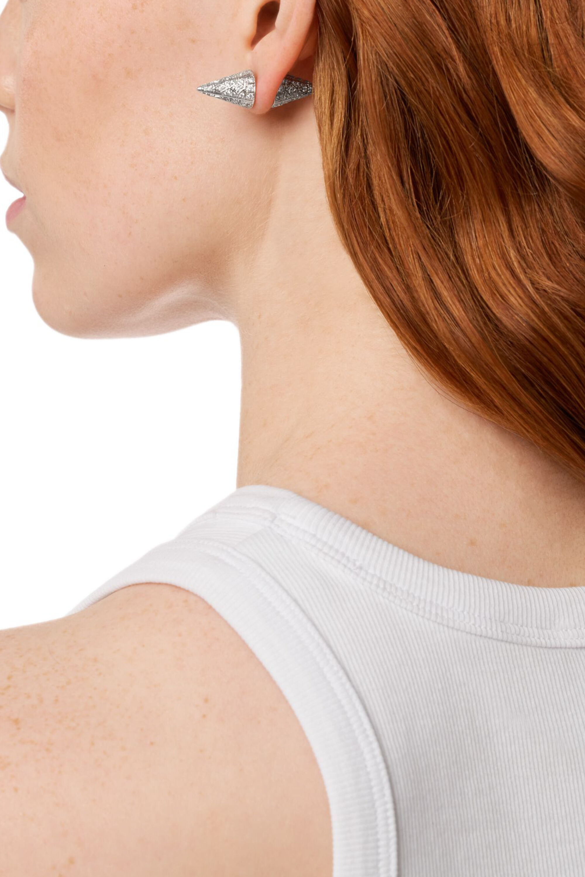 Diesel - DX1658040 JEWELLERY, Unisex's Silver-tone brass stud earrings in Silver - 3