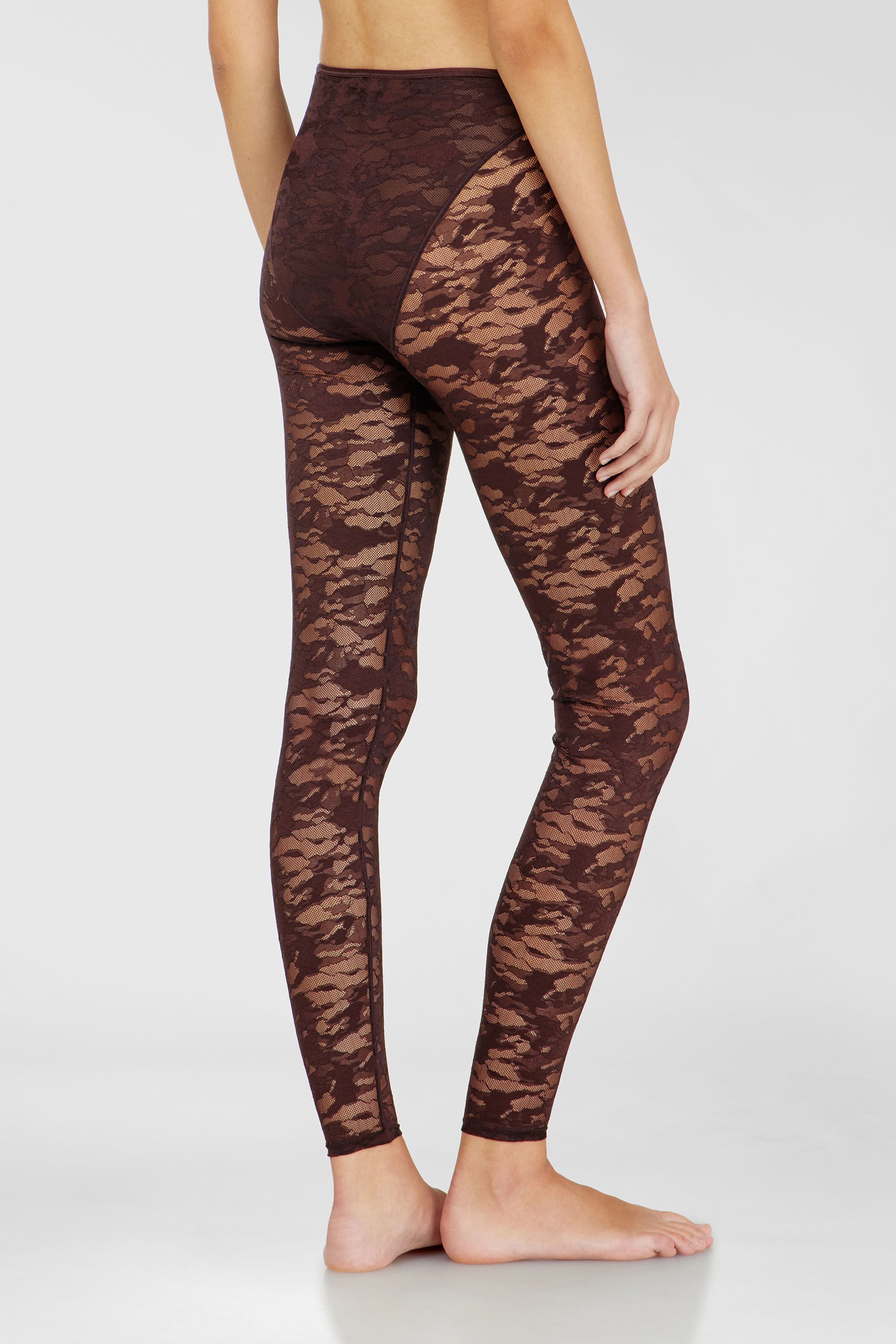 Diesel - HAYLEY-UTLT, Woman's Leggings in nylon camouflage lace in Dark Brown - 4