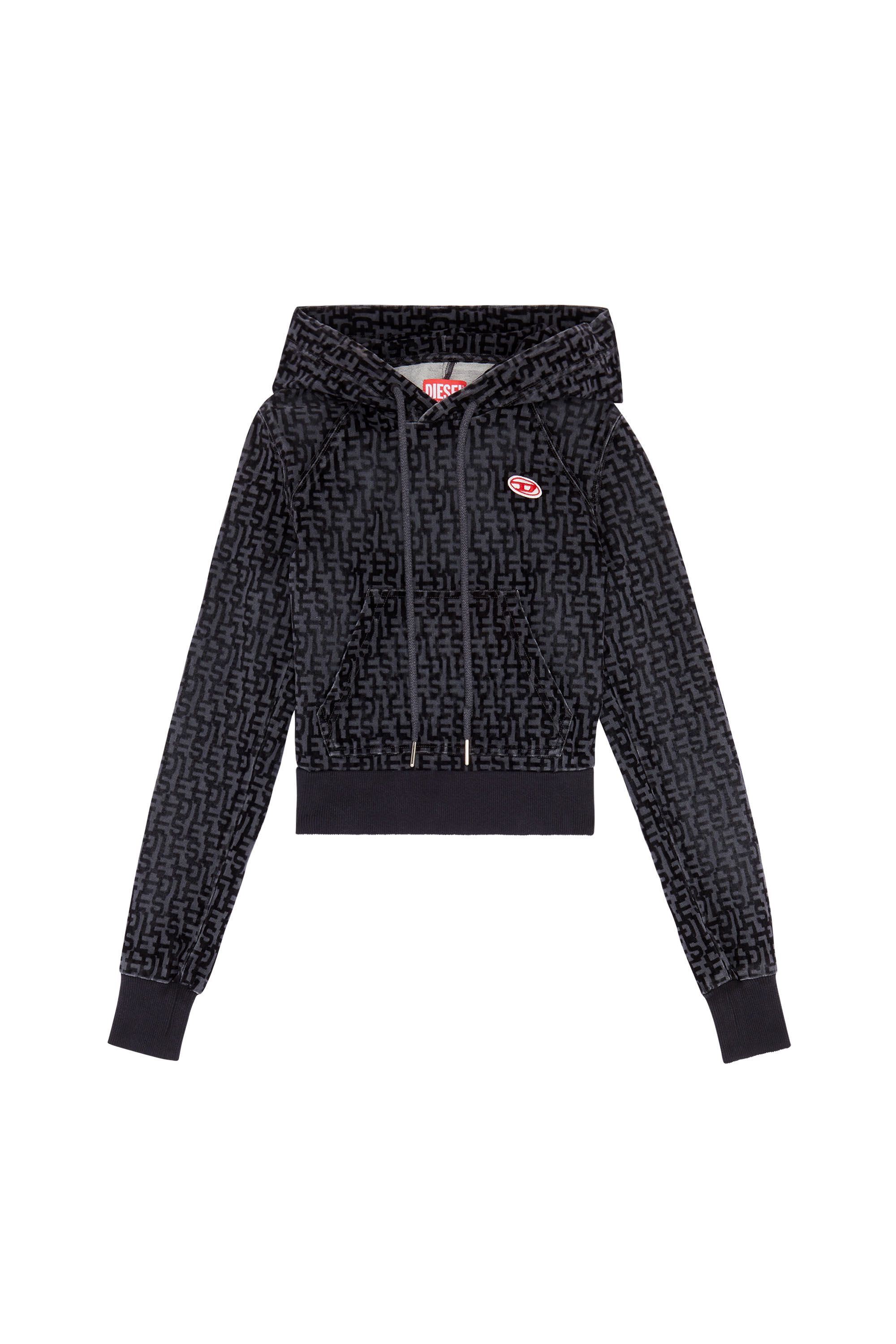 Diesel - D-ANGY TRACK DENIM HOODIE, Black/Dark grey - Image 2