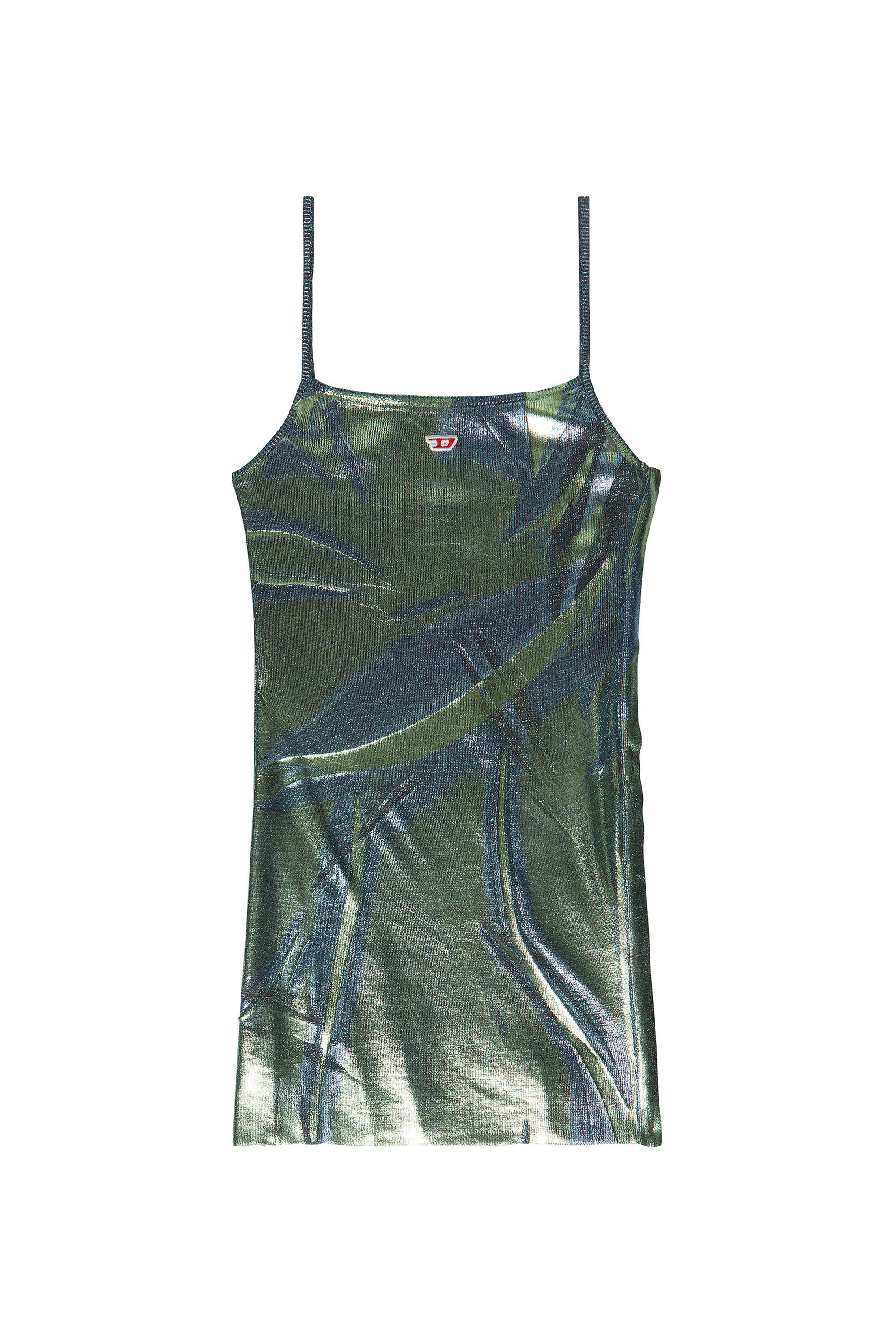 Diesel - M-AREAH, Woman's Mini dress in ribbed lurex in Blue/Green - 1