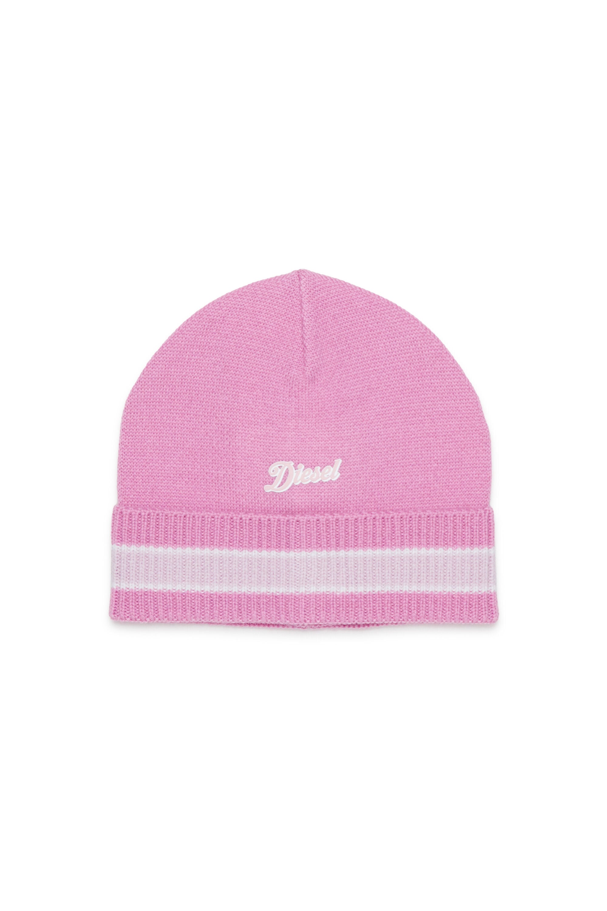 Diesel - FMOB, Unisex's Striped beanie in wool blend in Pink - 1